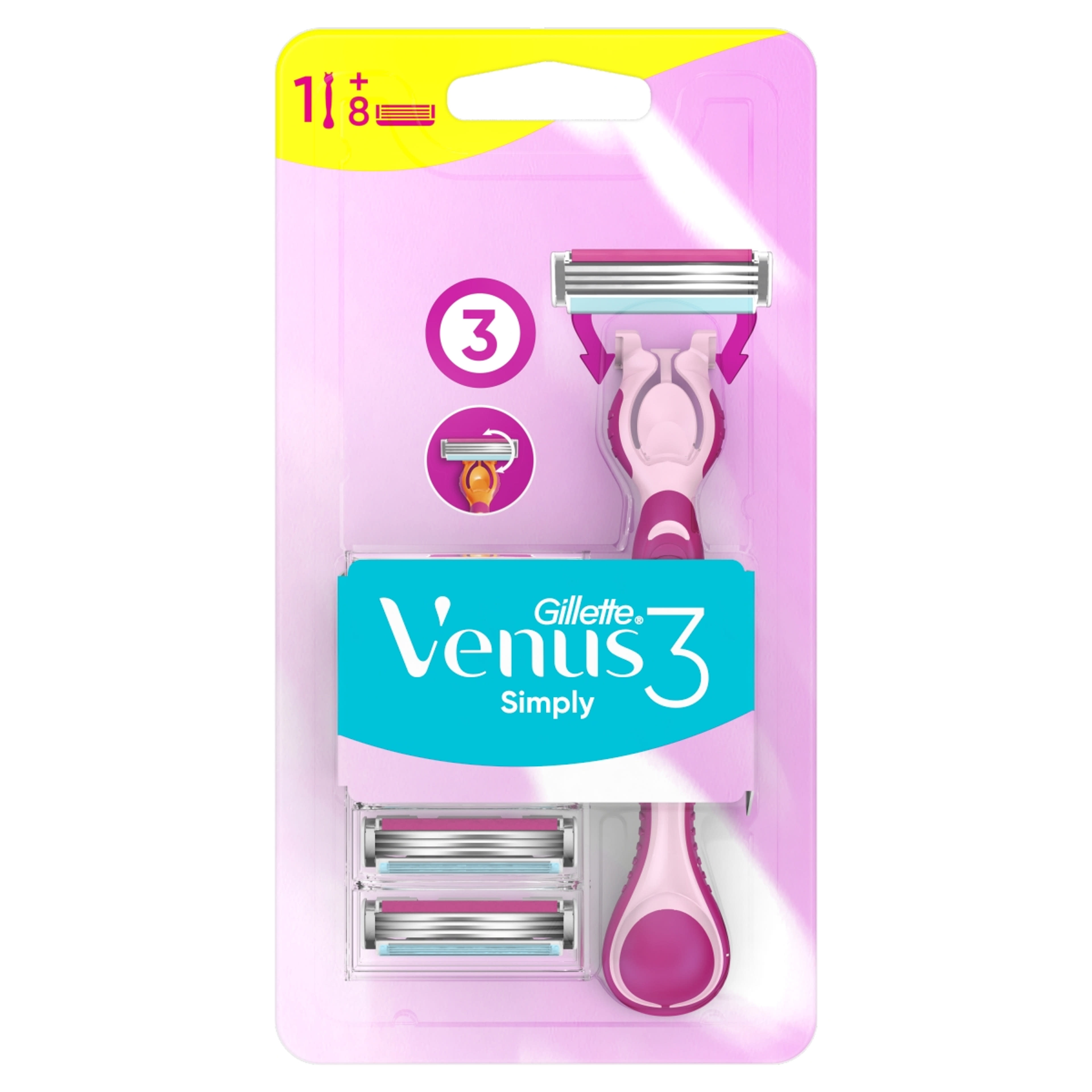 Gilette Simply Venus eldobható borotva nyél + 8 db betét - 1 db-1