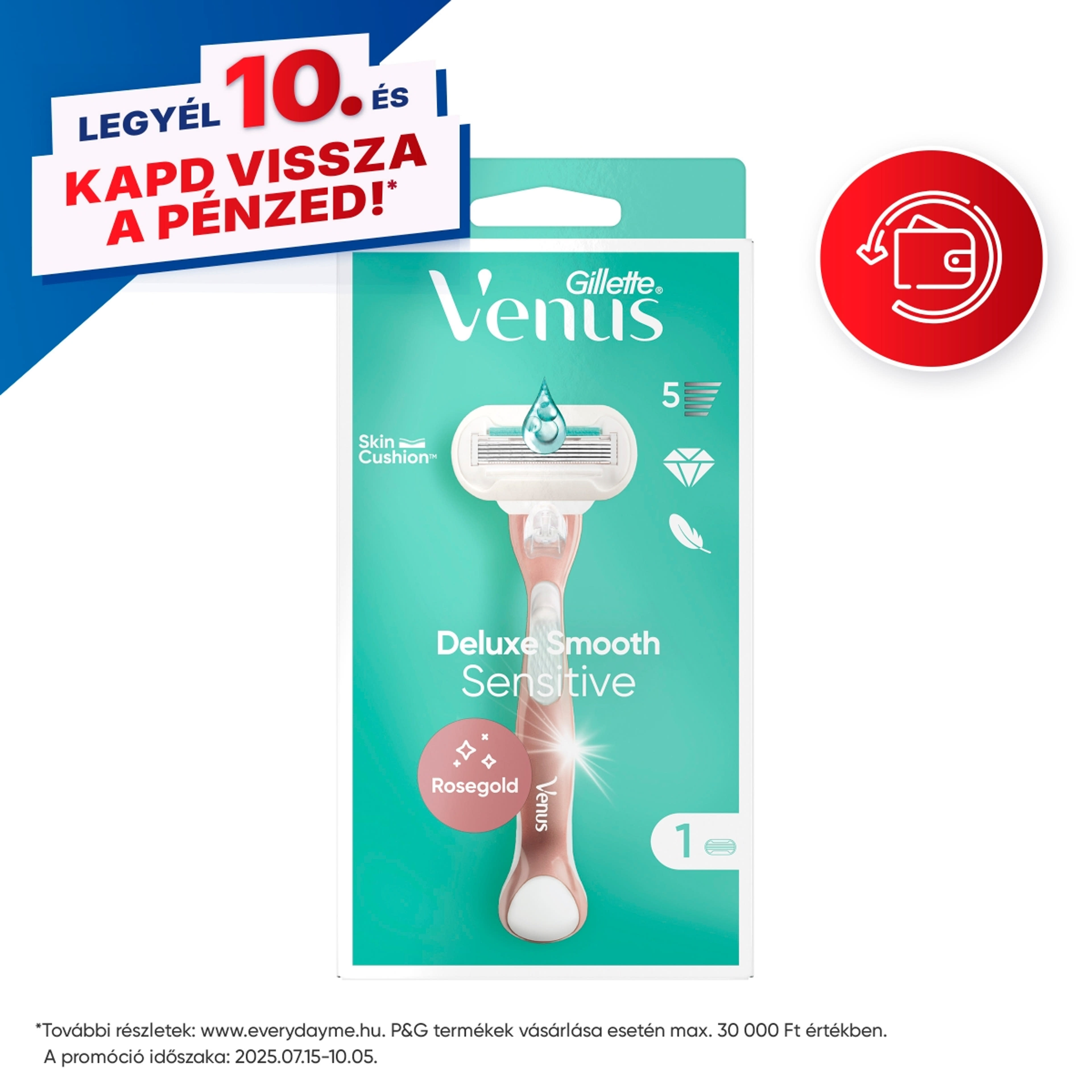 Gillette Venus Extra Smooth Sensitive RoseGold borotvakészülék 5 pengés + 1 borotvabetét - 1 db