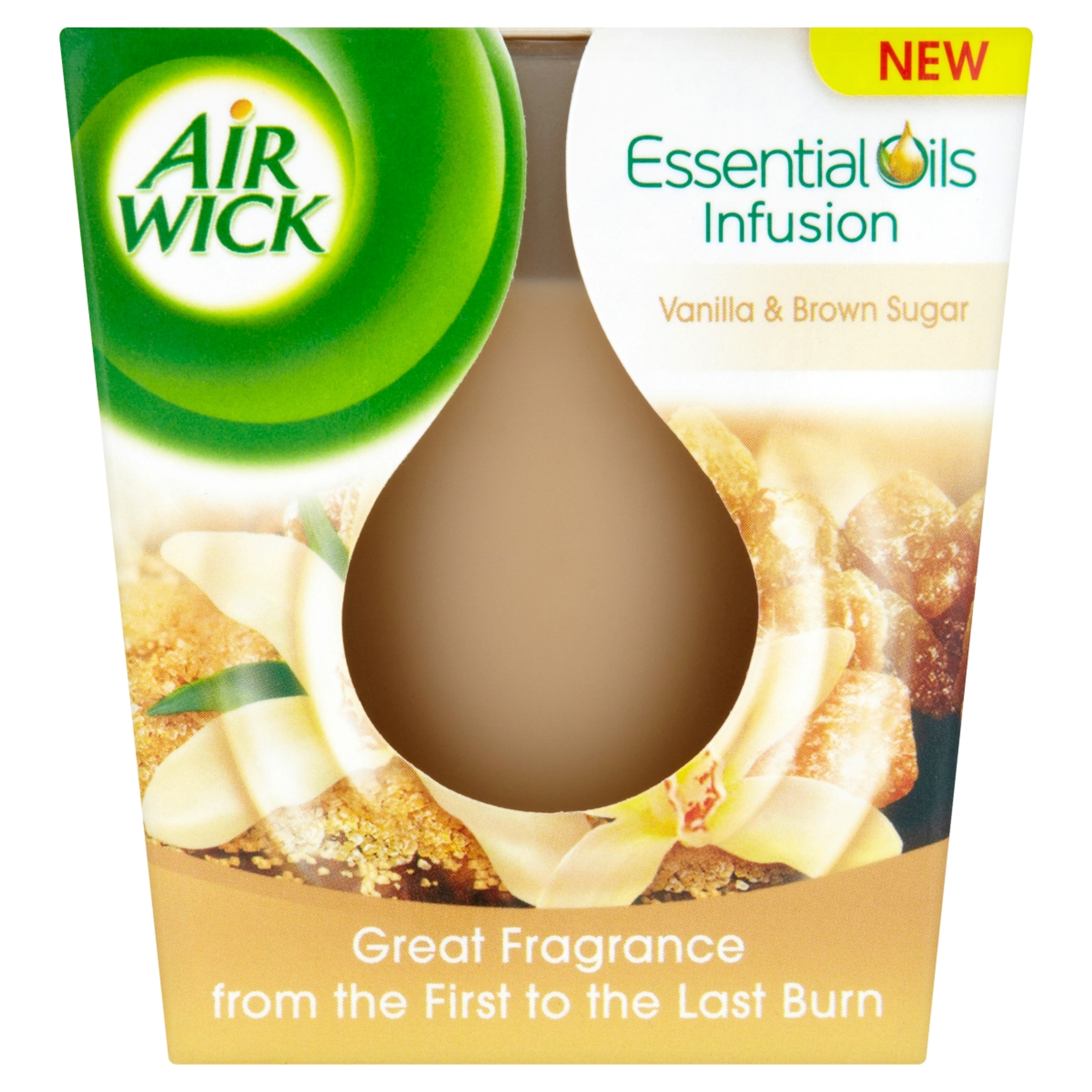 Air Wick Essential Oils Infusion vanília és barna cukor illatgyertya  - 105 g
