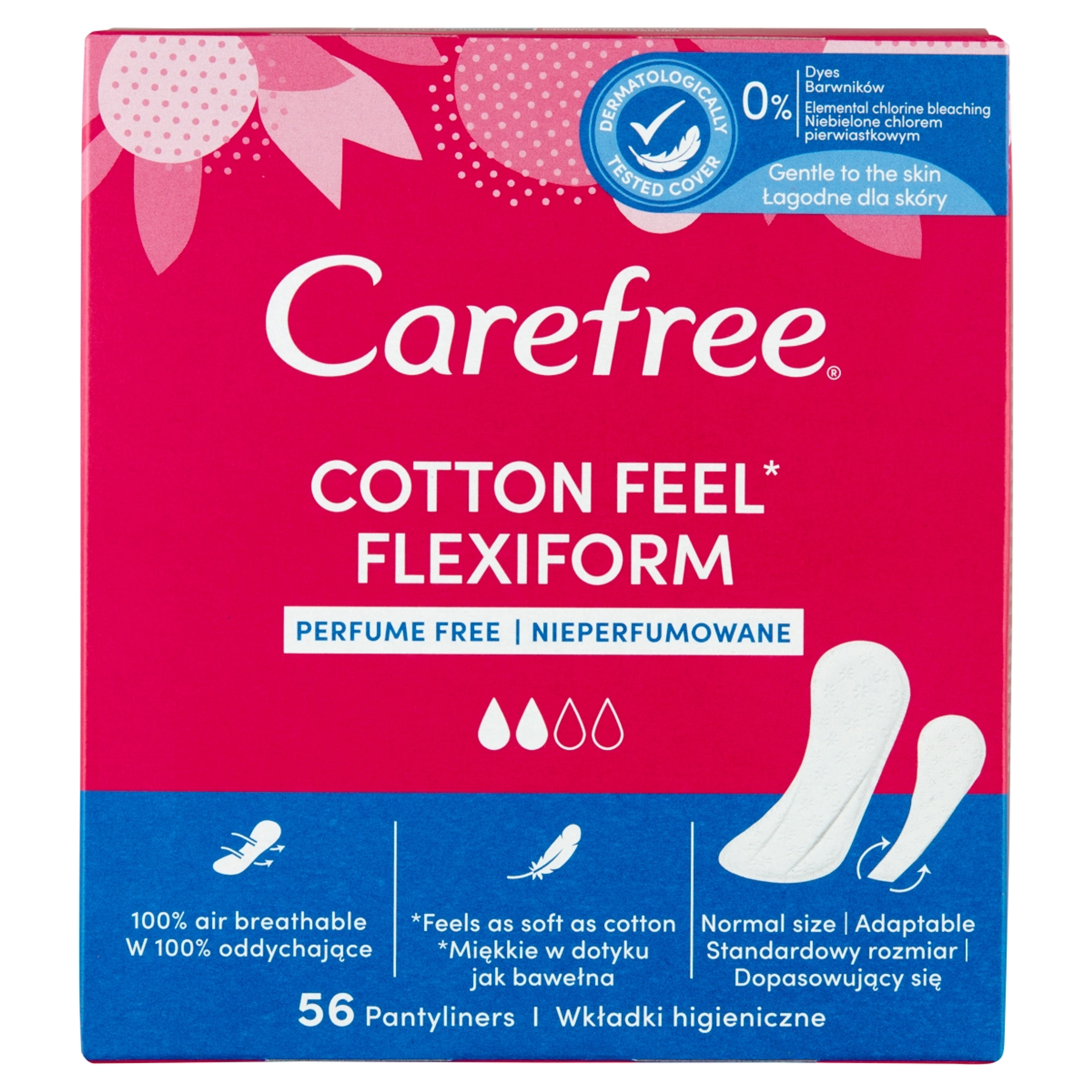 Carefree Cotton Flexiform illatmentes tisztasági betét - 56 db
