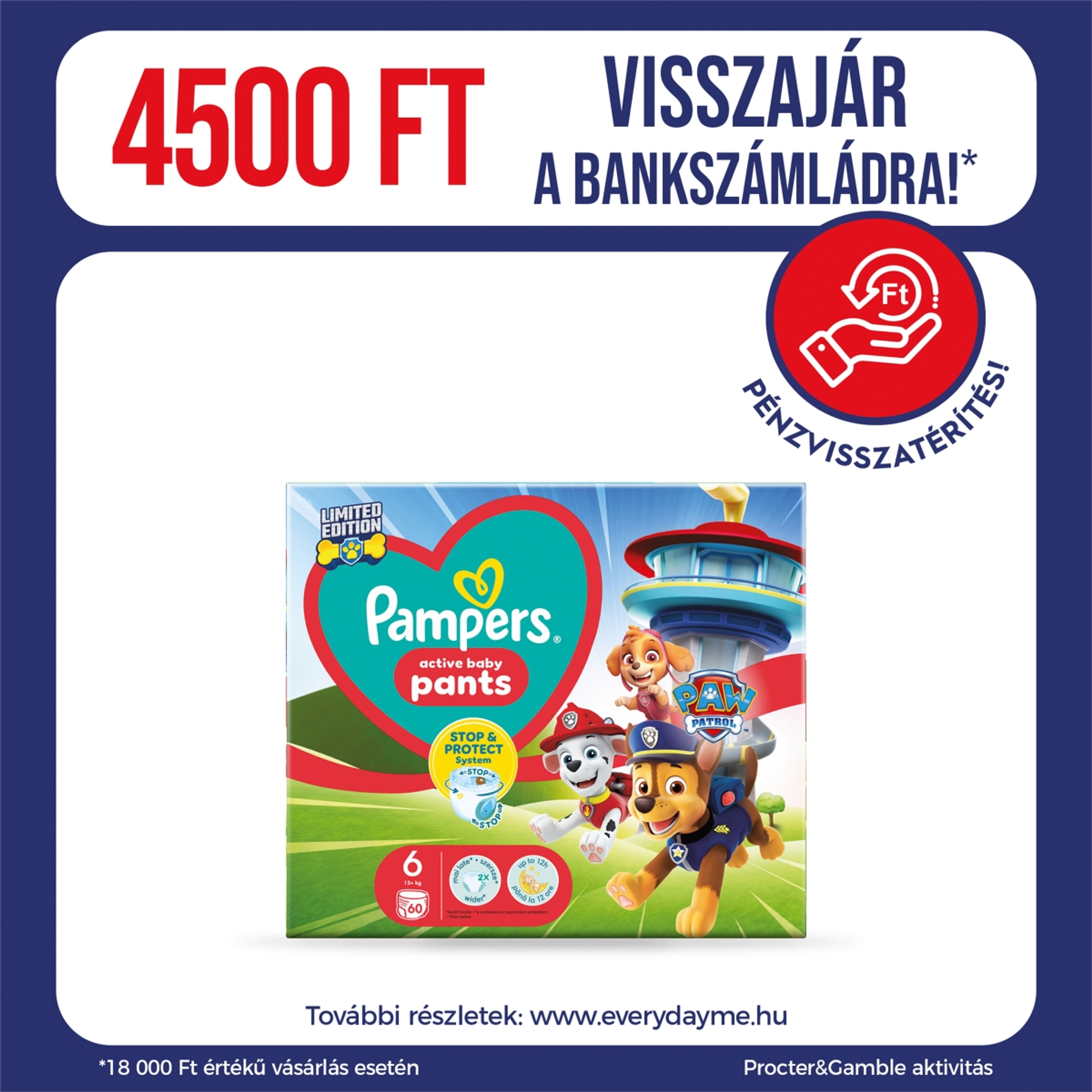 Pampers Pants Mancs Őrjárat bugyipelenka 6-os méret 14-19 kg - 60 db