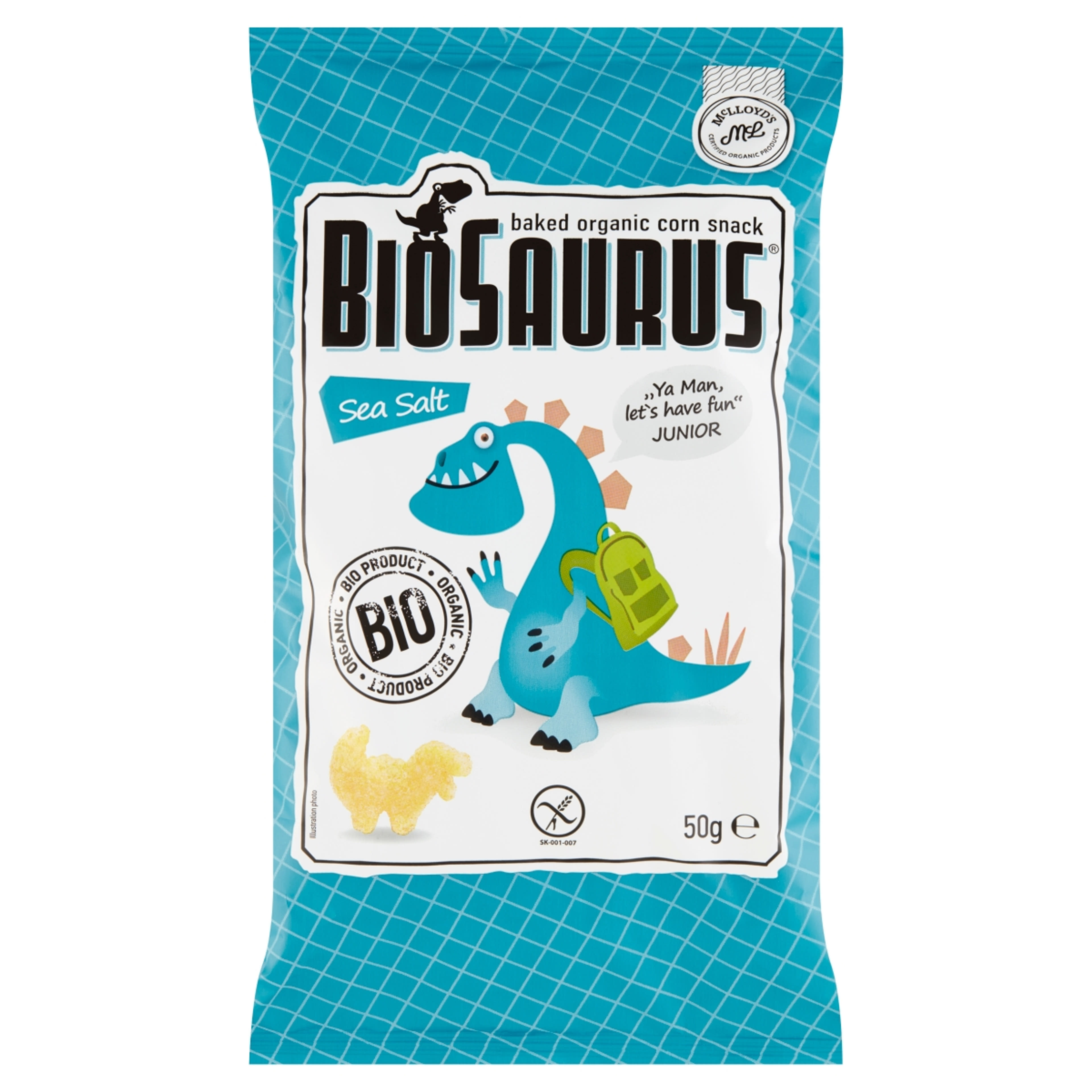 Biopont Biosaurus kukorica snack, tengeri sós - 50 g