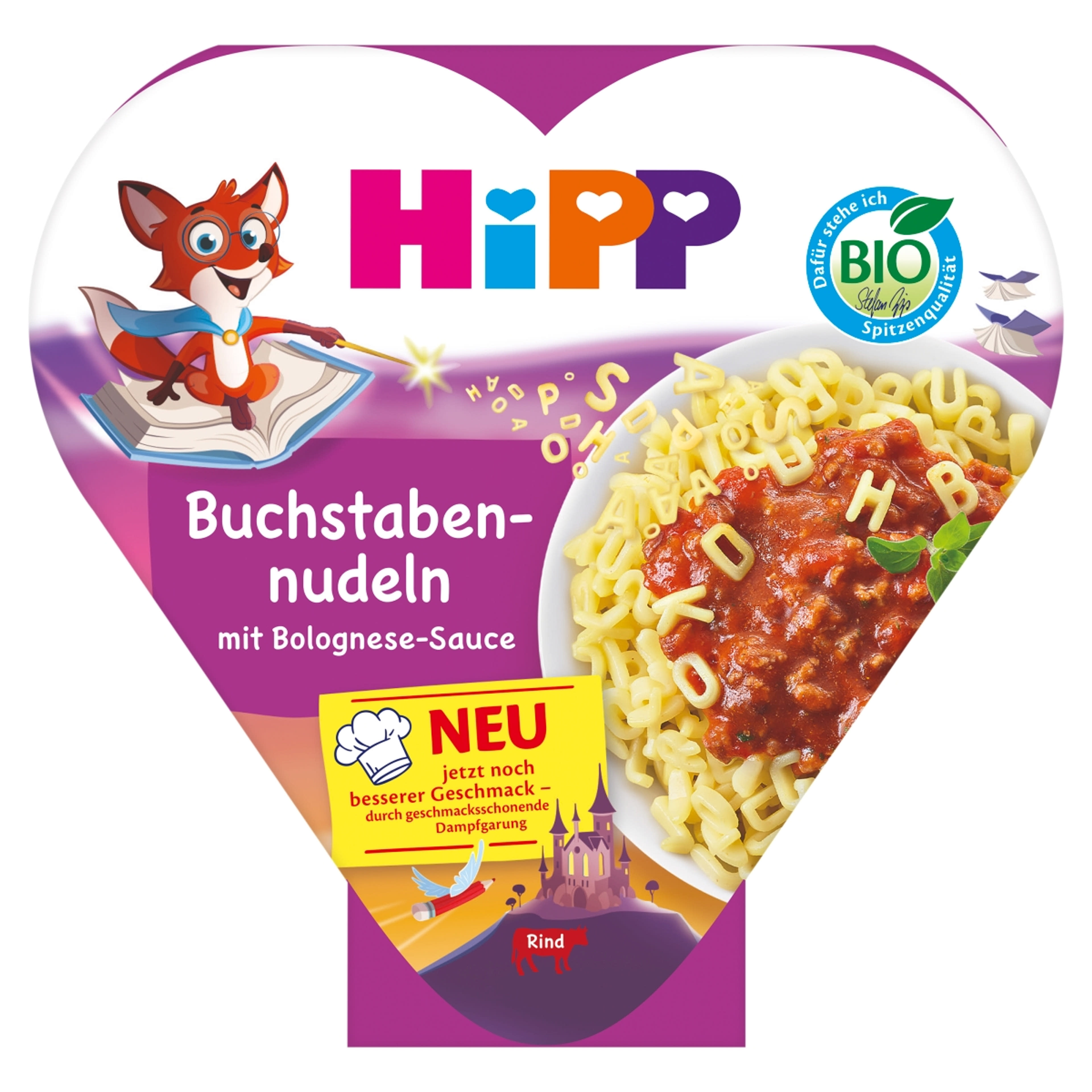 HiPP Bio tészta ABC bolognai szósszal tésztakészítmény marhahússal 1 éves kortól - 250 g
