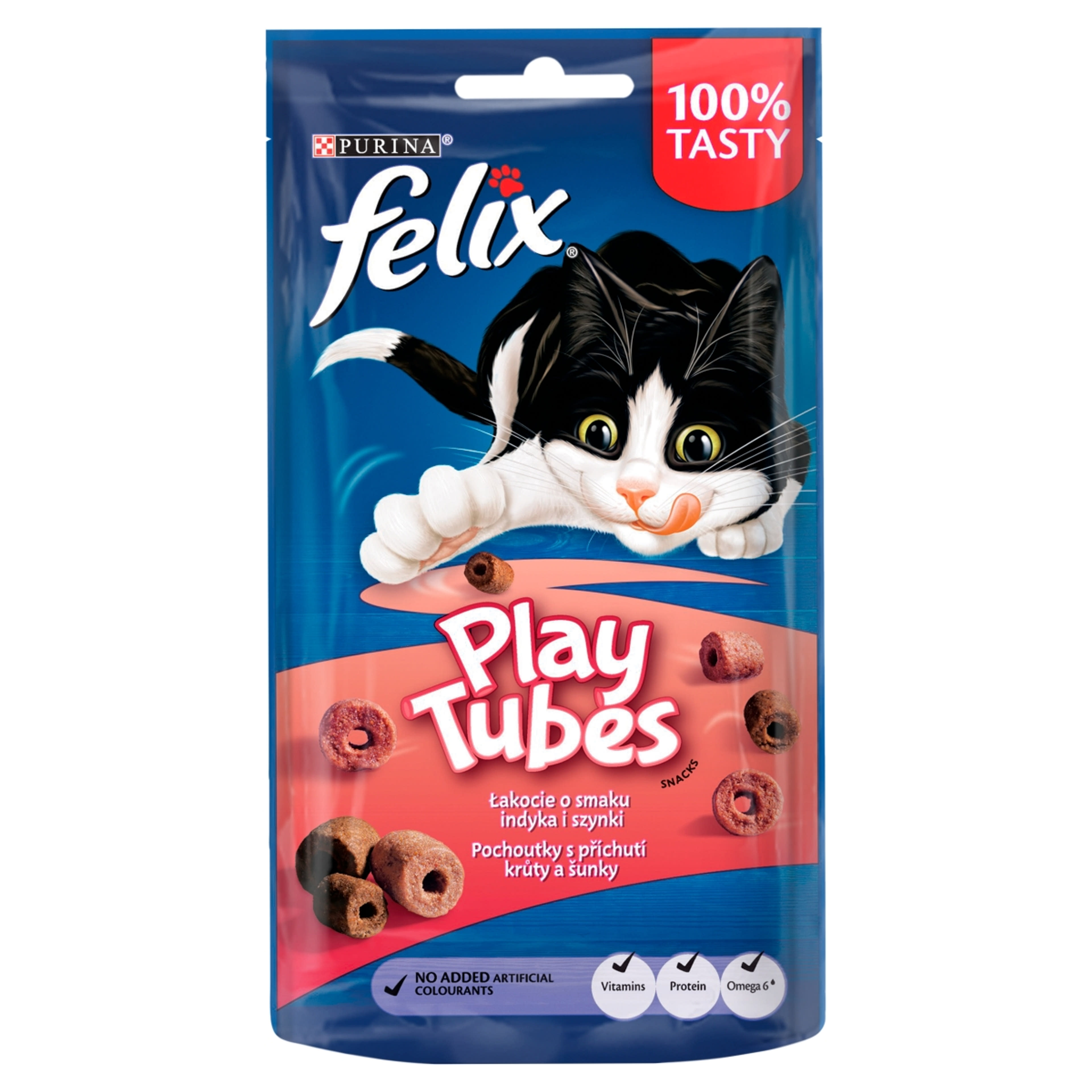 Felix Play Tubes jutalomfalat macskáknak, pulyka-sonka izű - 50 g