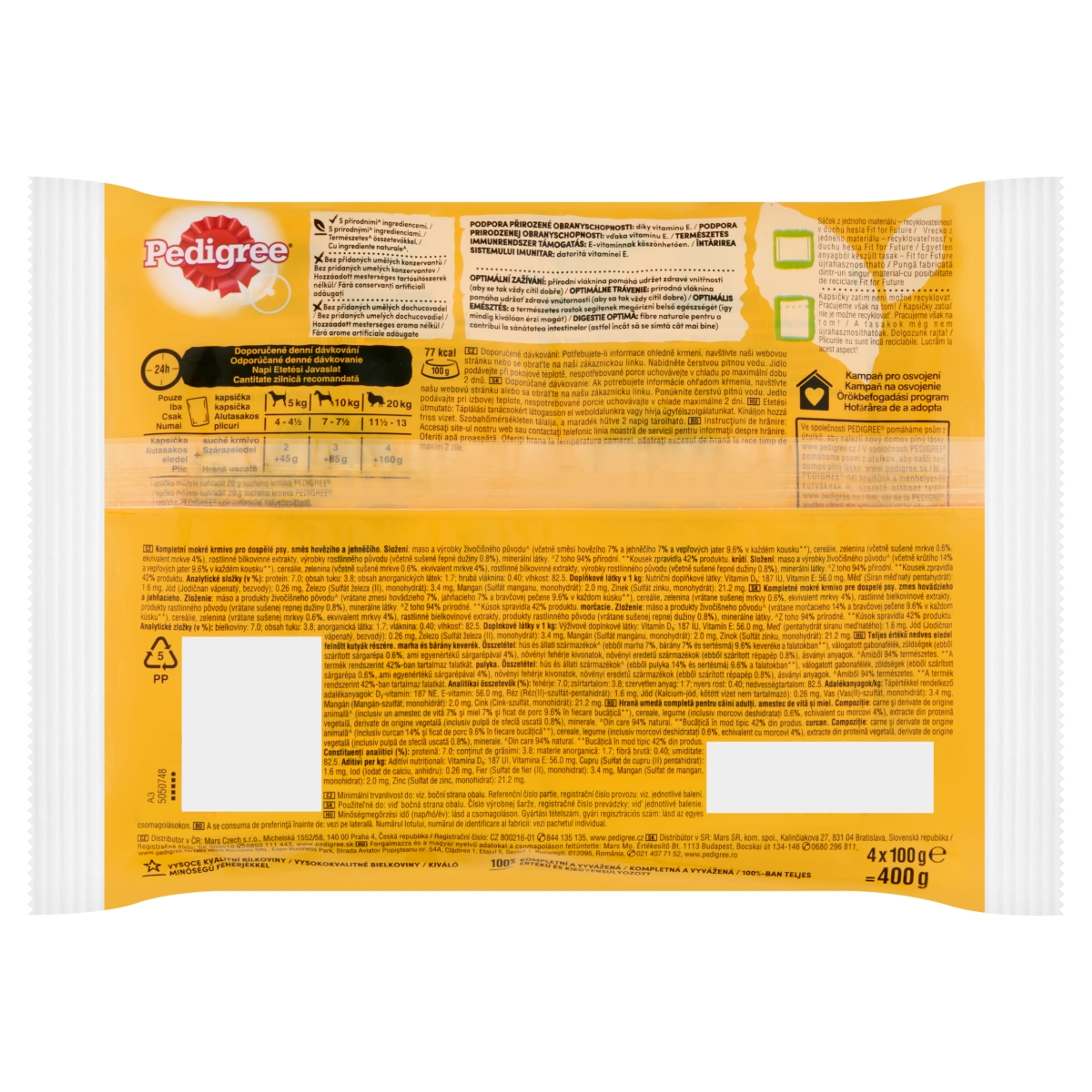Pedigree Bonus Pack alutálas teljes értékű állateledel felnőtt kutyák számára - 4 x 100 g-3