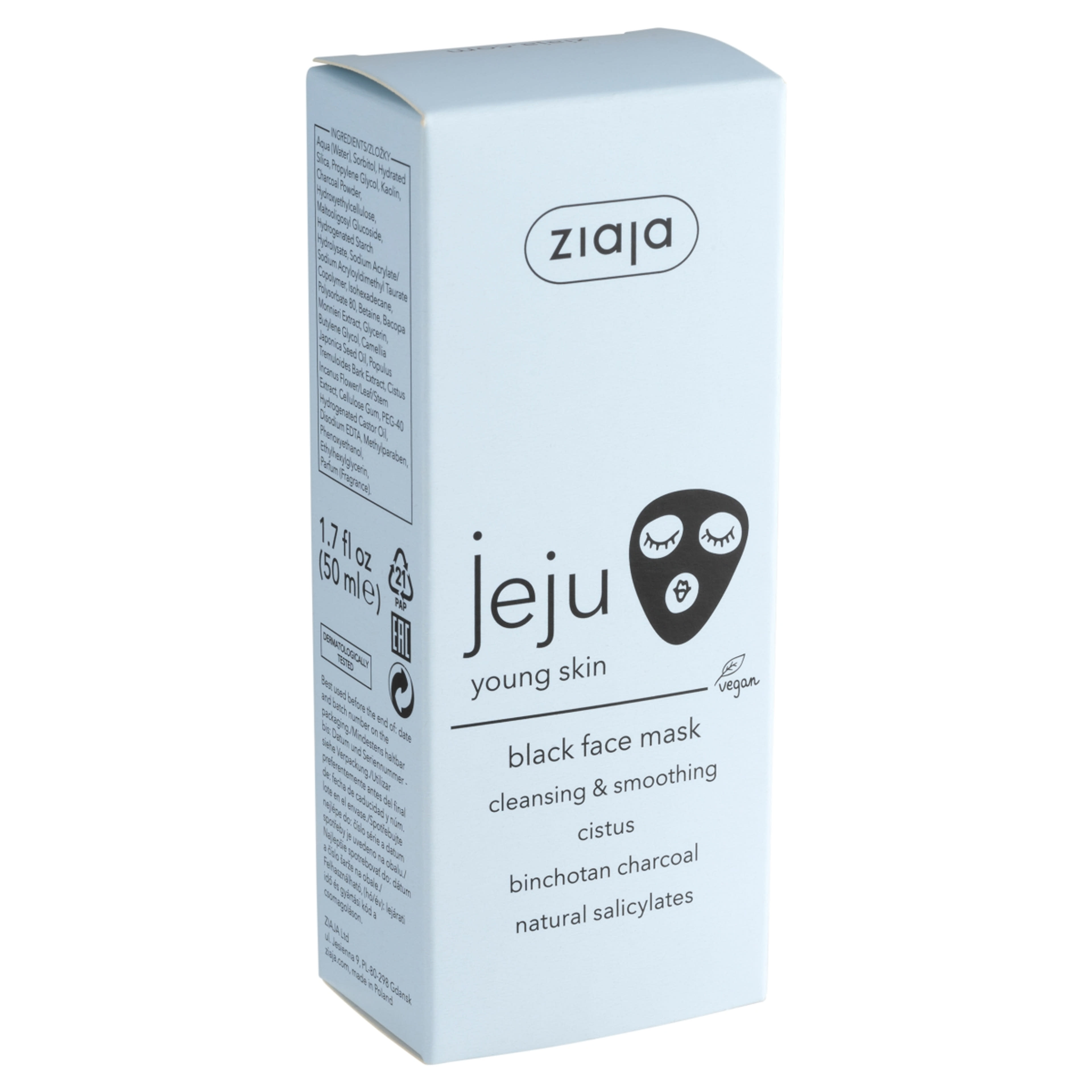 ZIAJA Jeju tisztító fekete arcmaszk - 50 ml-2