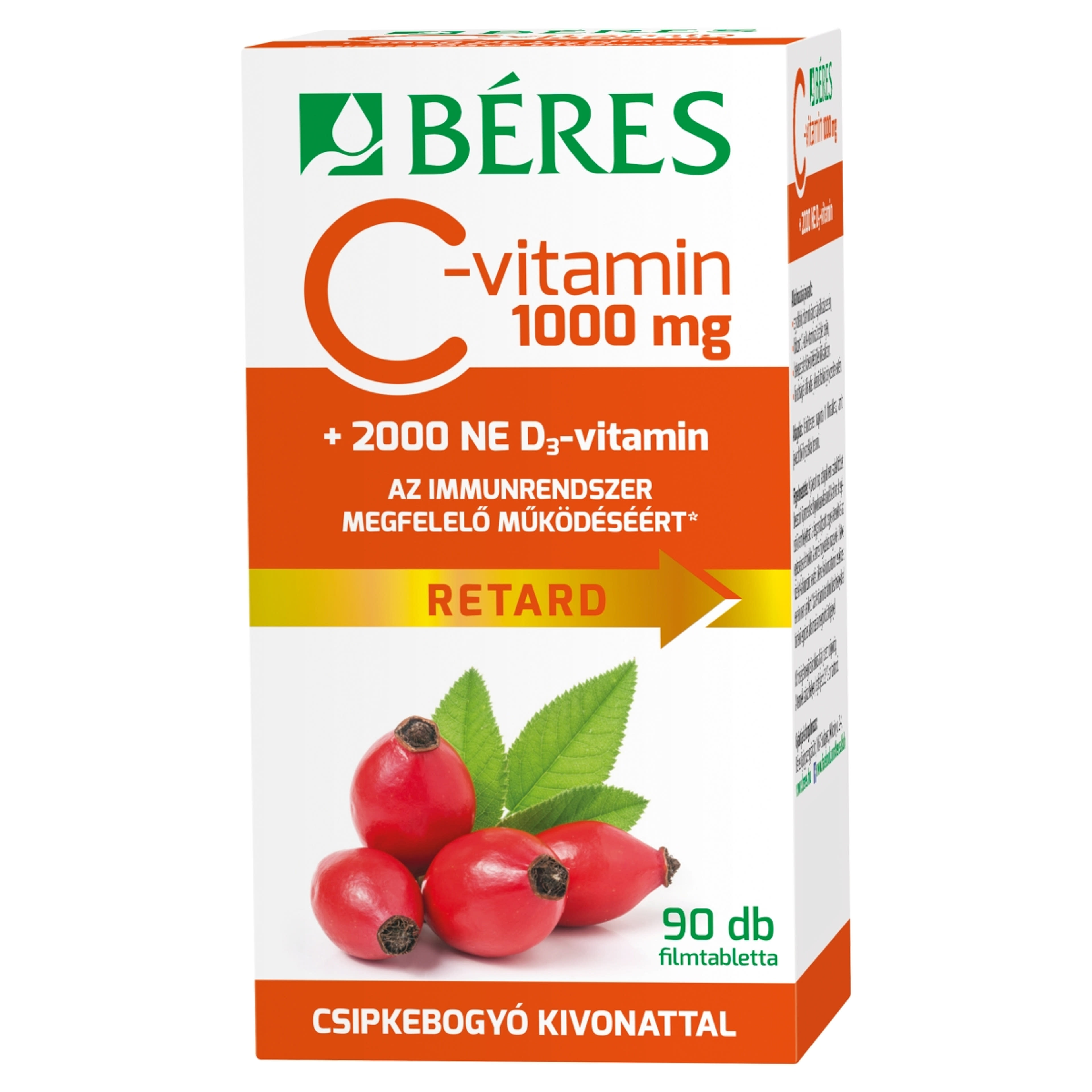 Béres C-vitamin 1000mg Retard filmtabletta csipkebogyó+ 2000 NE D3-vitamin - 90 db-2