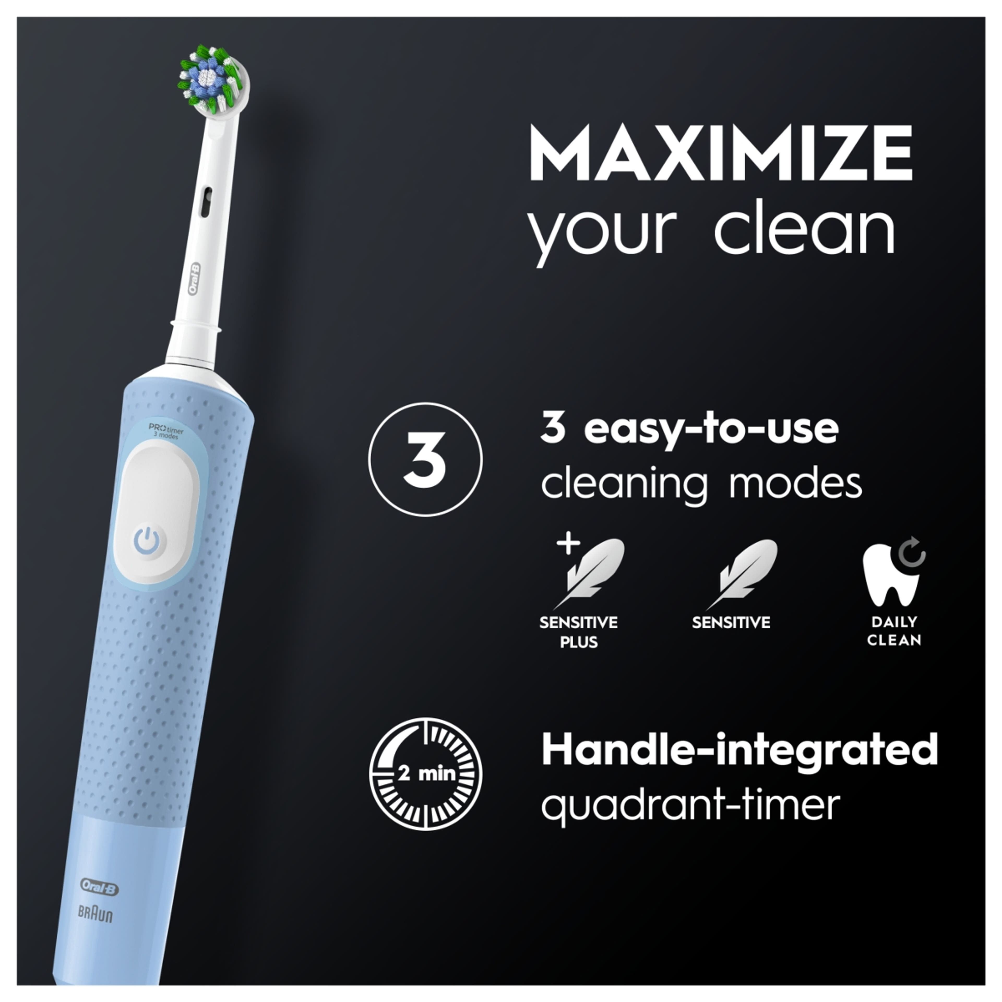 Oral-B Vitality Pro elektromos fogkefe fehér/kék - 1 db-3