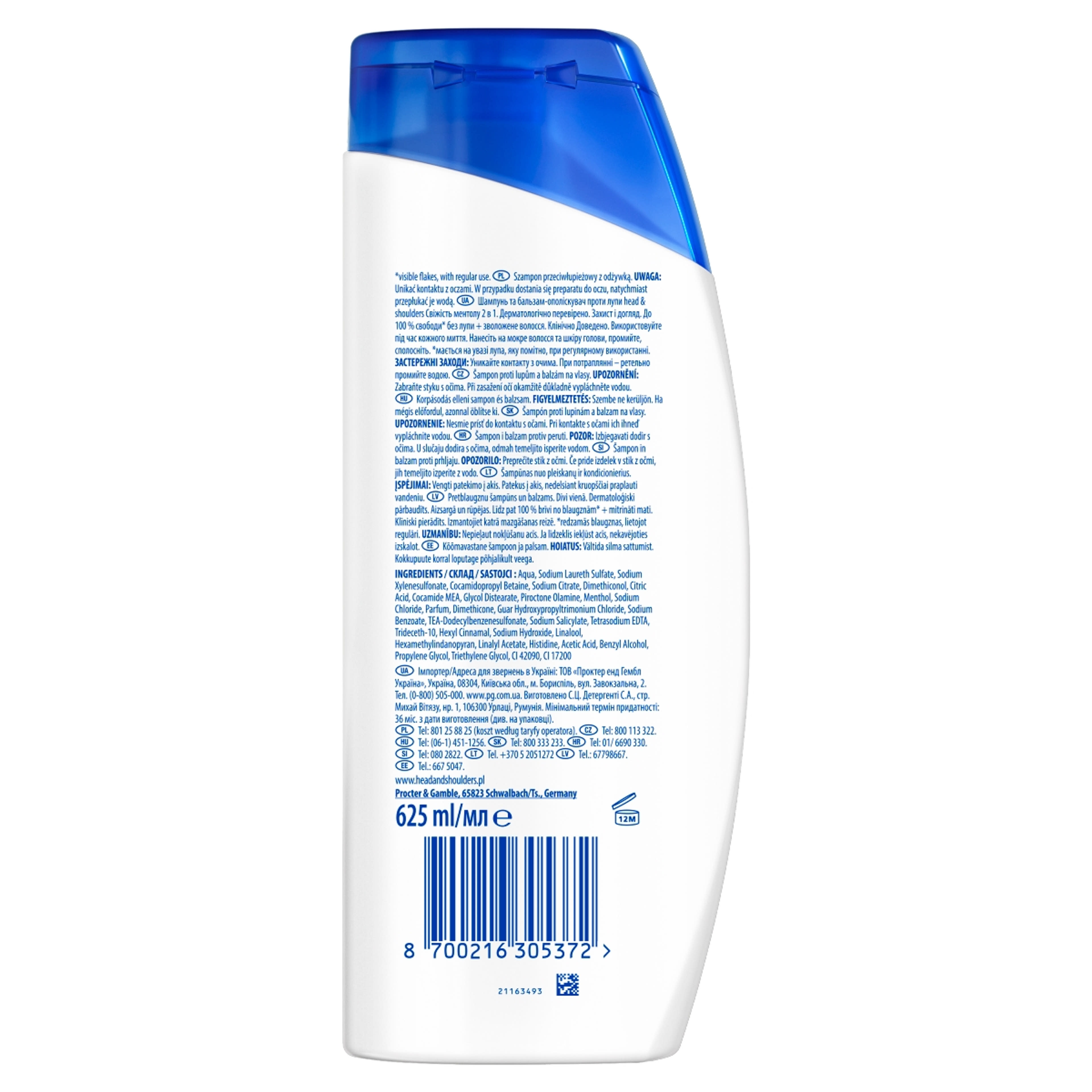 Head & Shoulders Menthol Fresh 2in1 korpásodás elleni sampon - 625 ml-2