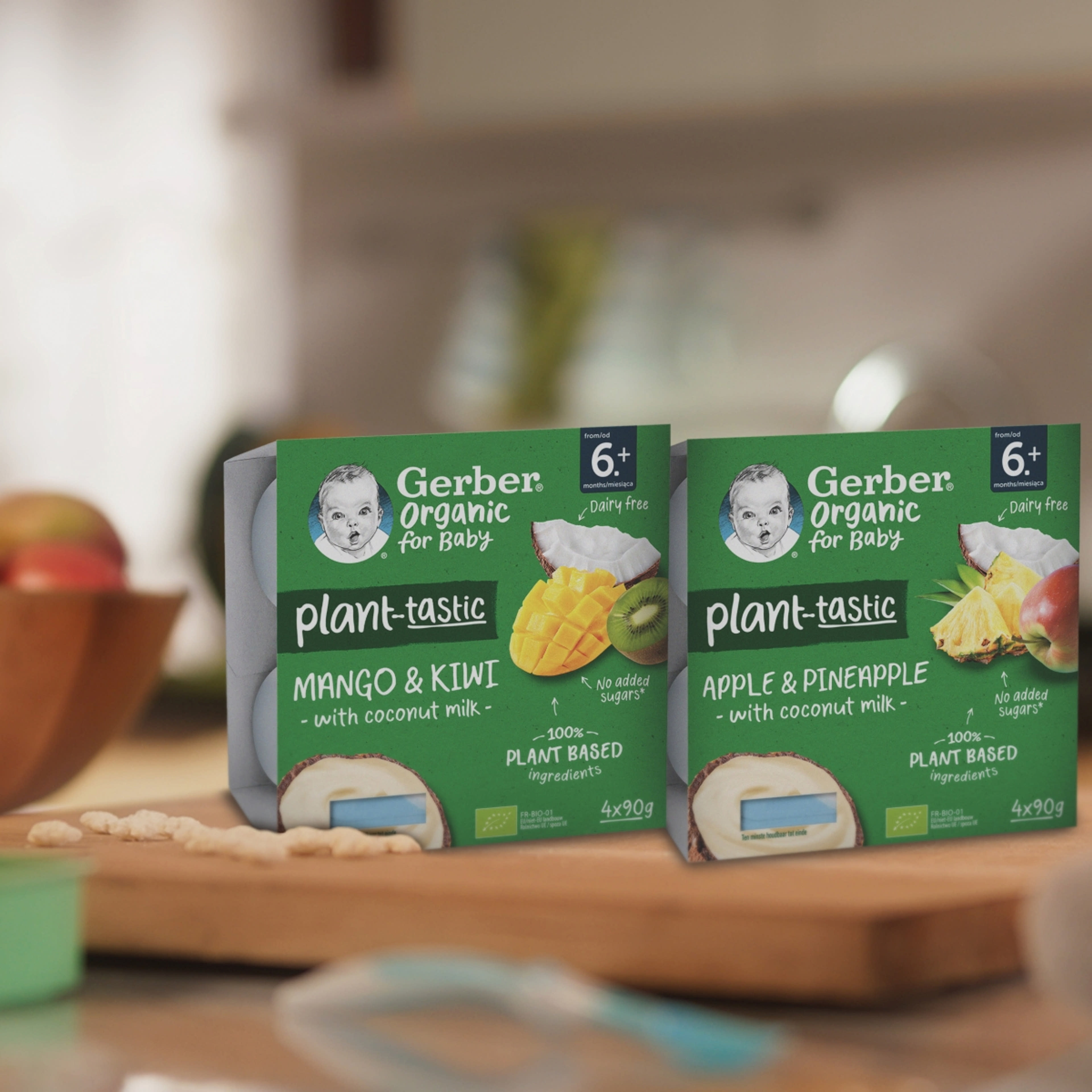 Gerber Organic kókusztej alapú mangó-kiwi ízű bio babadesszert 6 hónapos kortól 4 x 90 g - 360 g-6