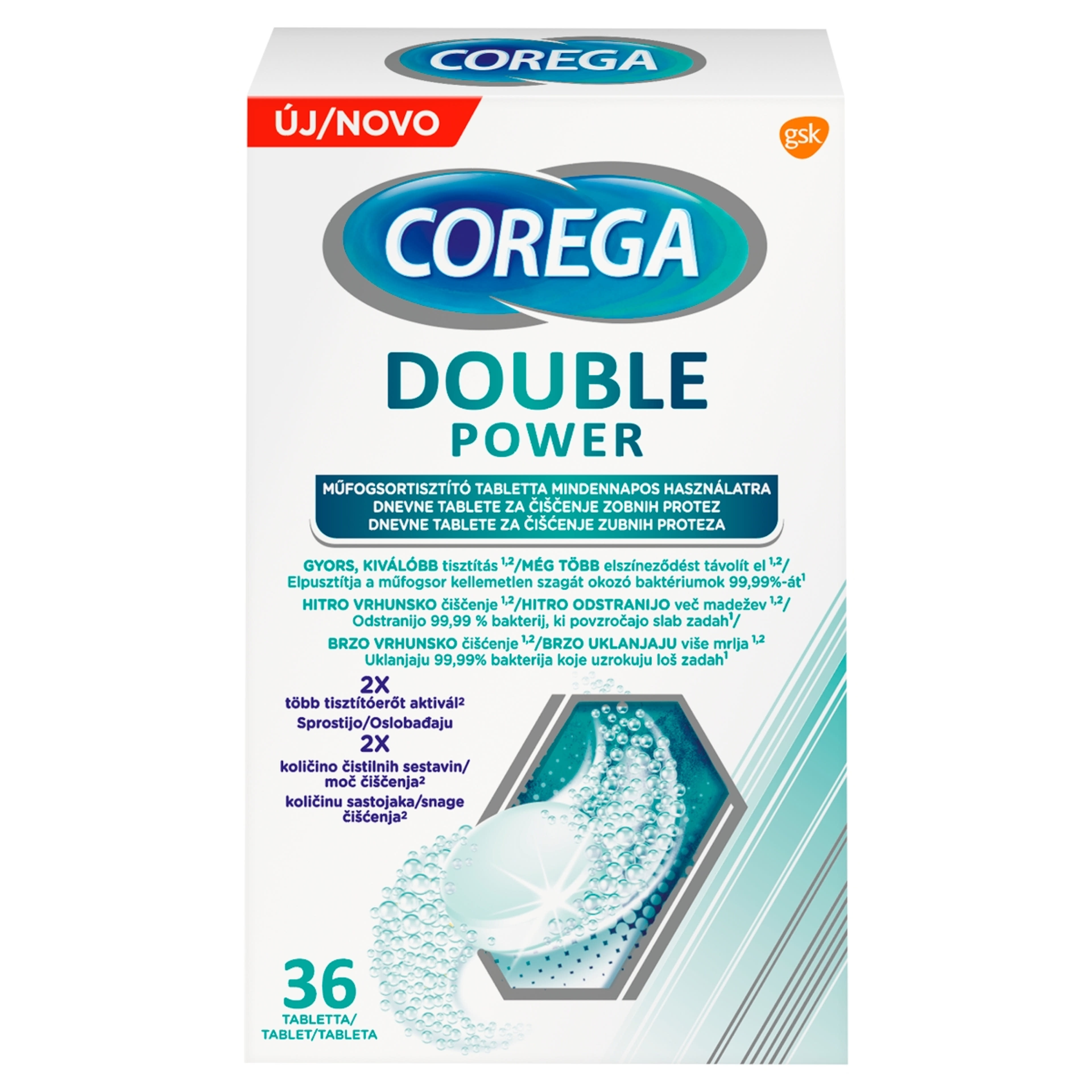 Corega Double Power  mufogsor tisztító tabletta - 36 db-2