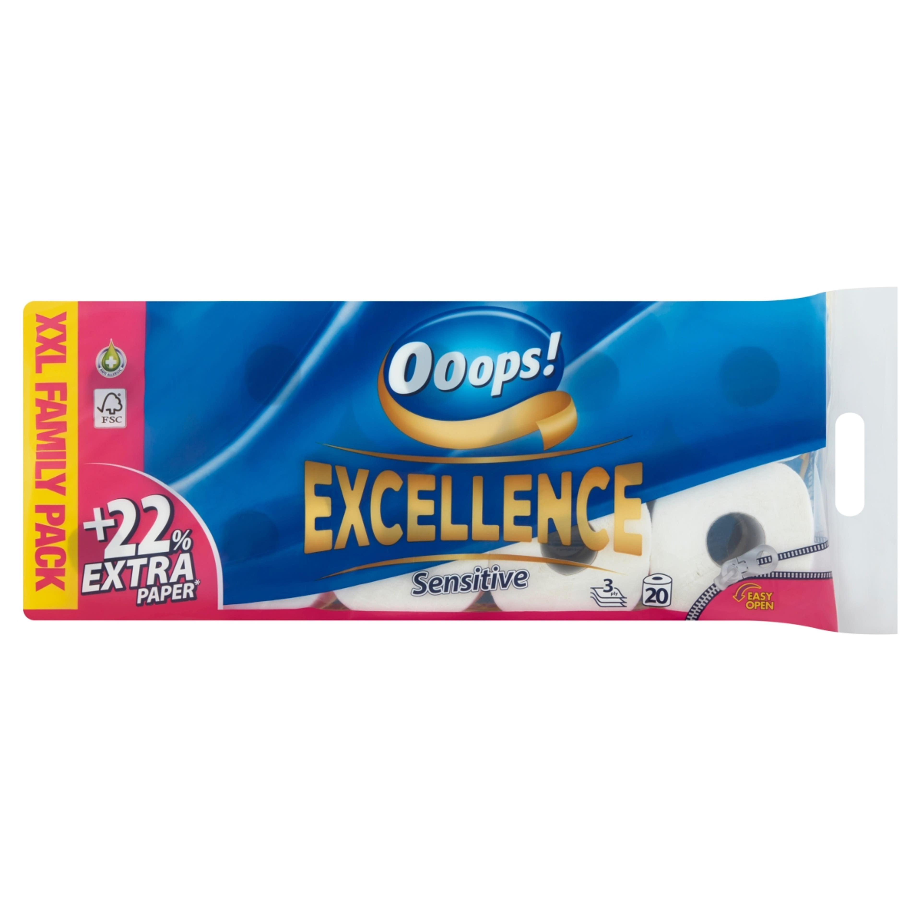 Ooops! Excellence Sensitive toalettpapír 3 rétegű - 20 db