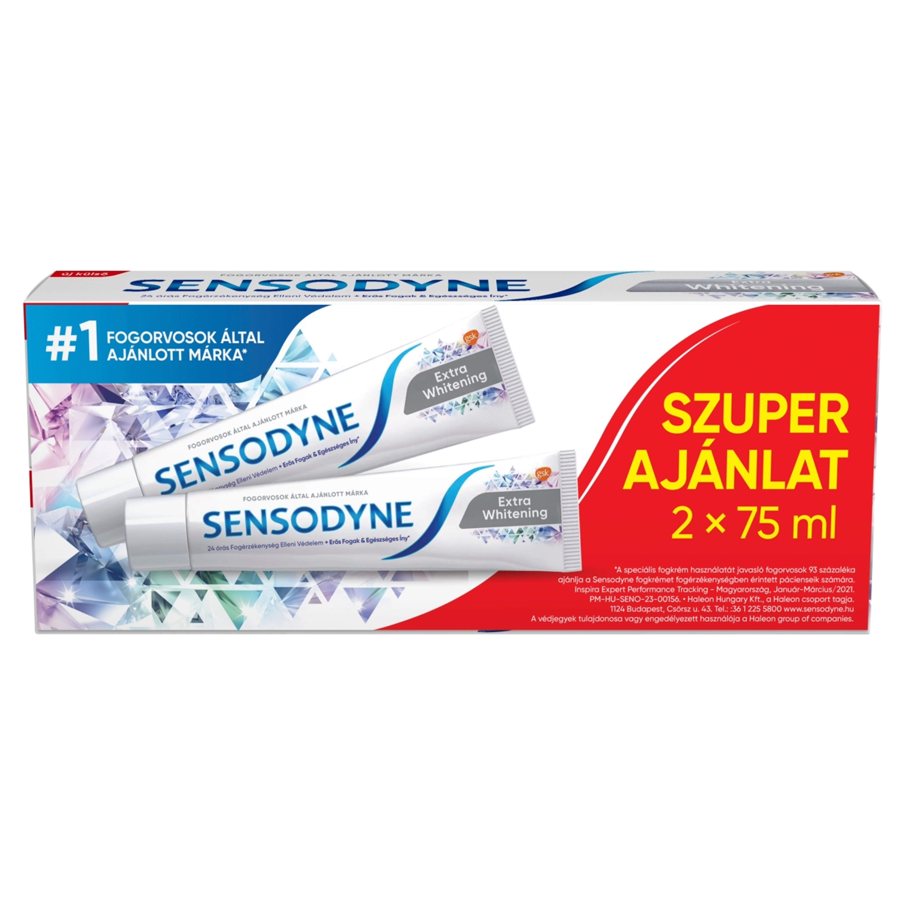 Sensodyne Extra Whitening fogkrém 2 x 75 ml - 150 ml
