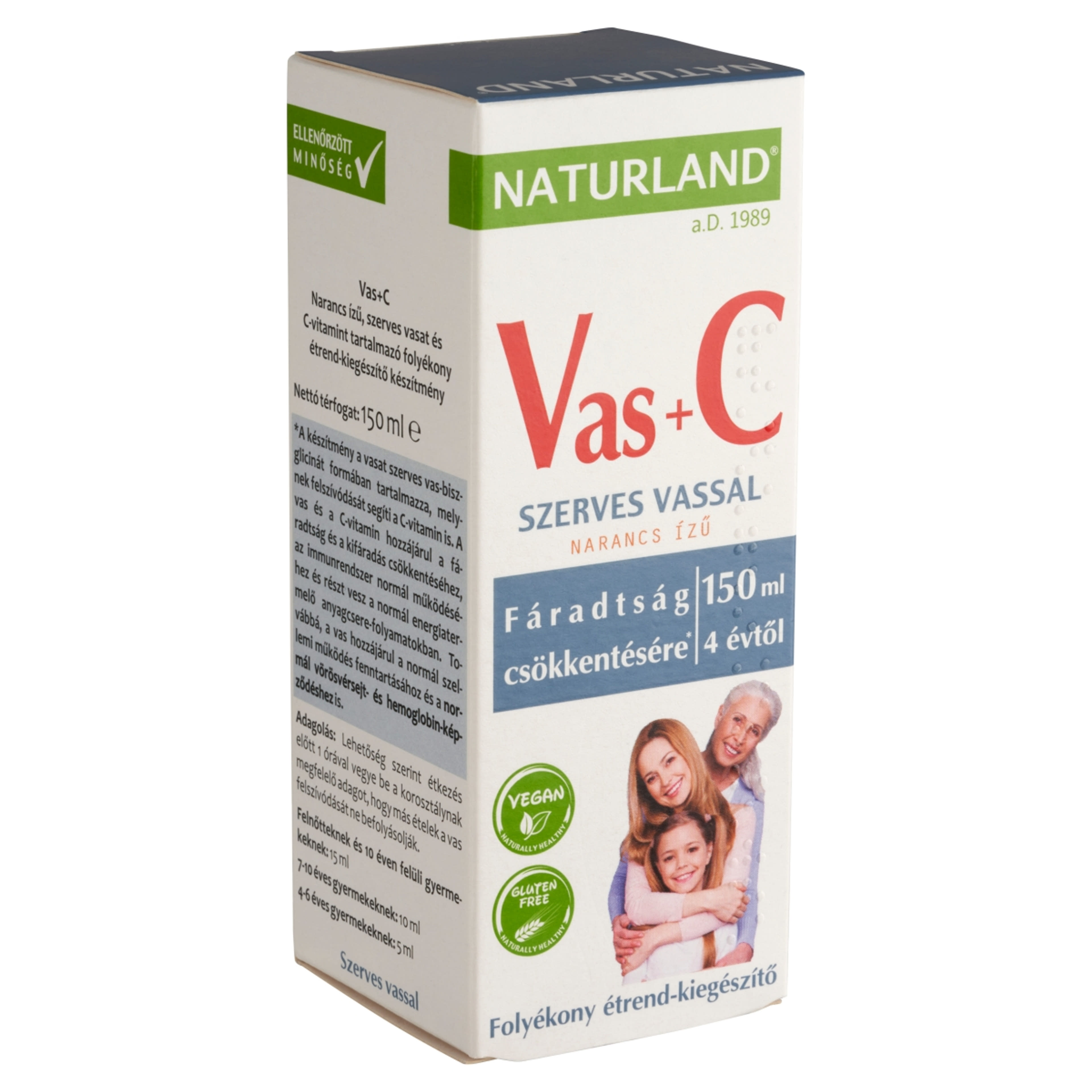Naturland Vas+C folyékony étrend-kiegészítő készítmény narancs ízű  - 150 ml-2