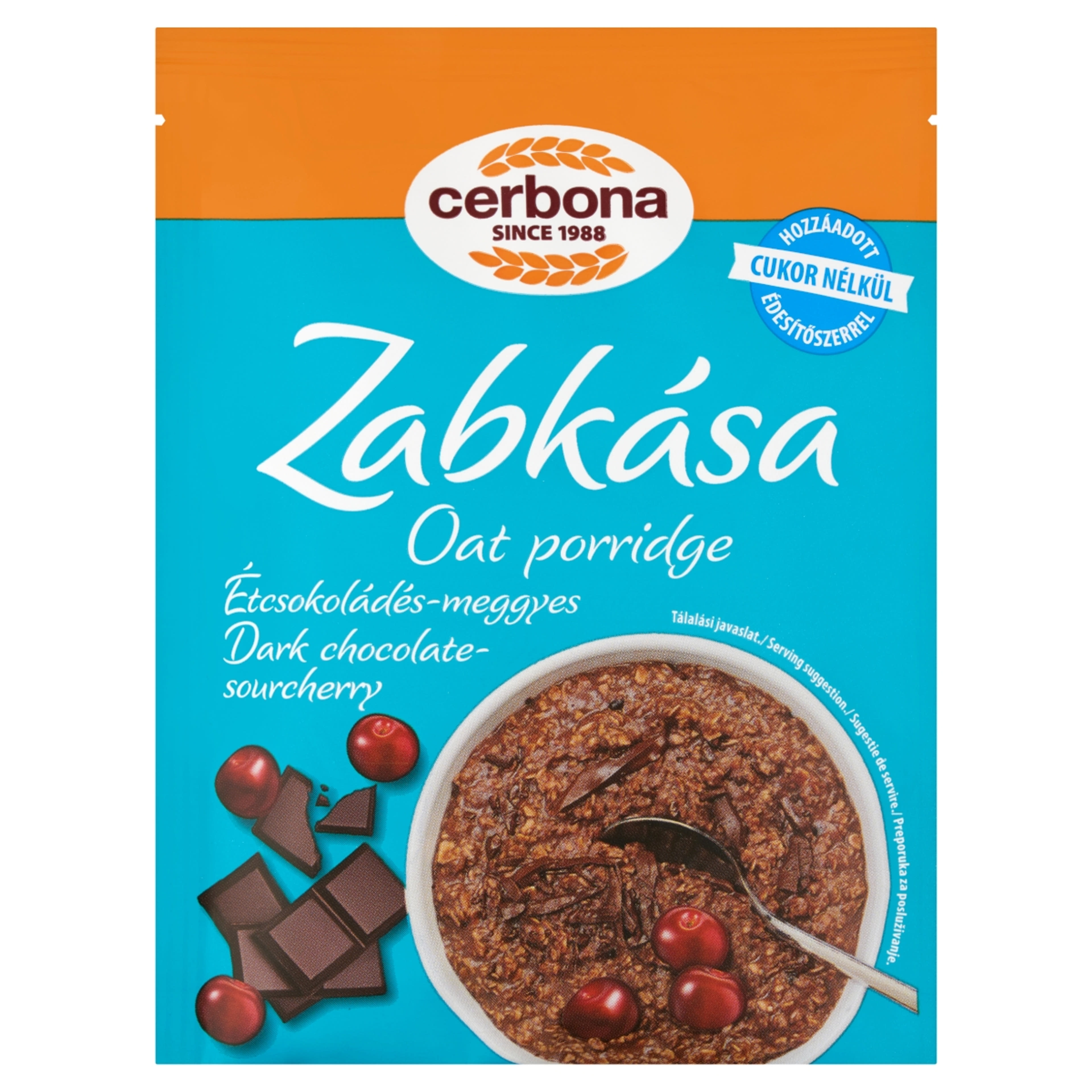 Cerbona étcsokoládés, meggyes zabkása - 50 g