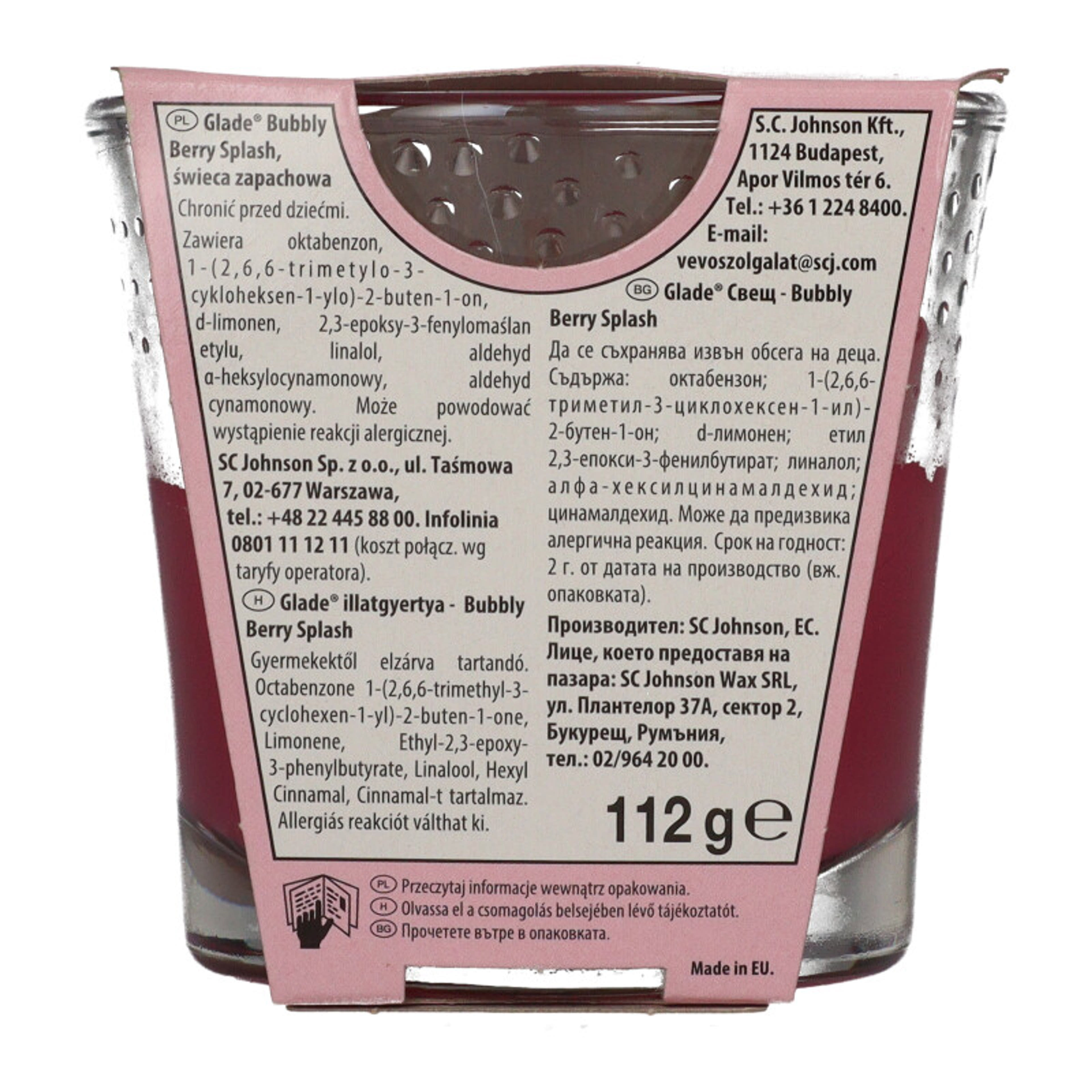 Glade Bubbly Berry Splash illetgyertya - 112 g-2