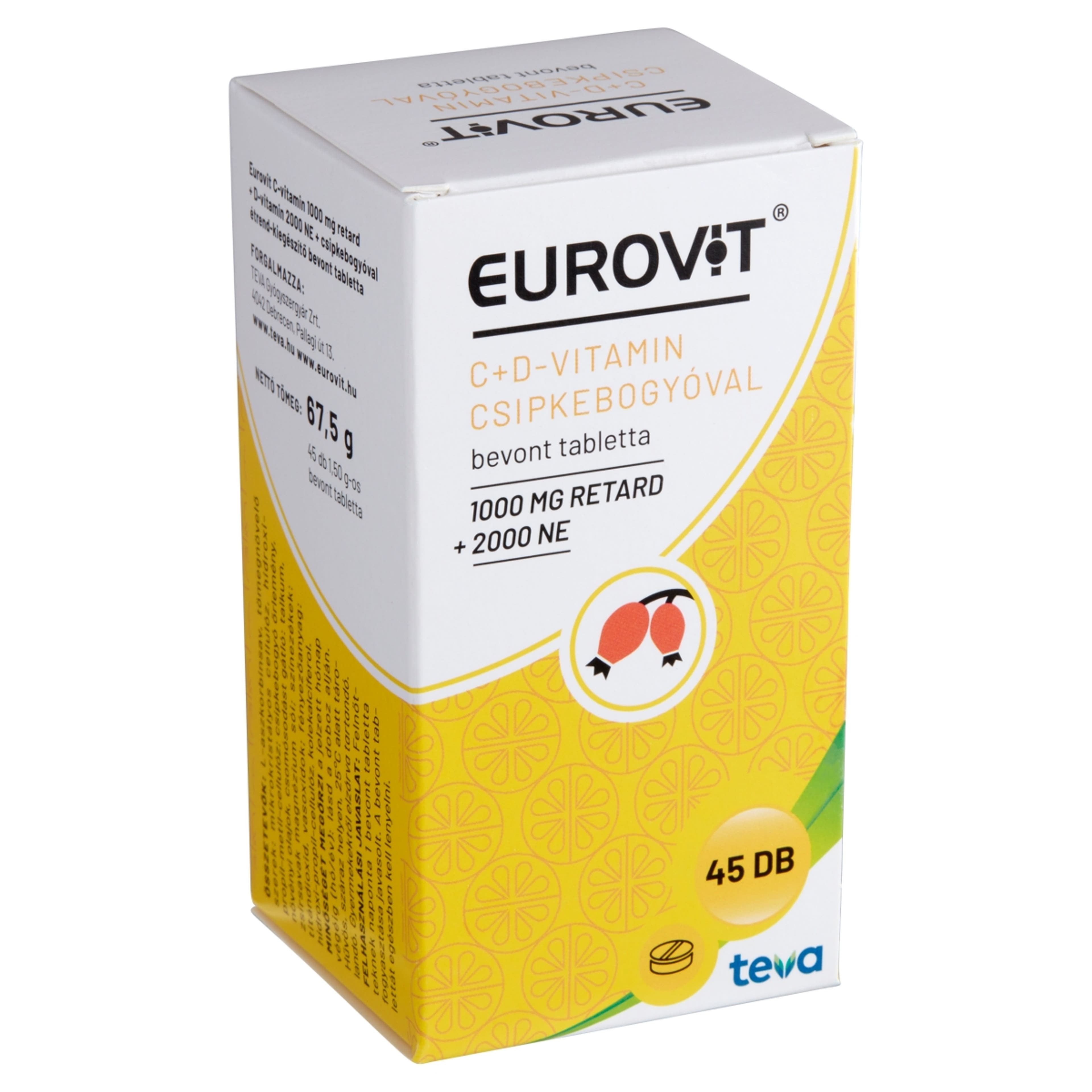 Eurovit C+D vitamin bevont tabletta csipkebogyóval - 45 db-2