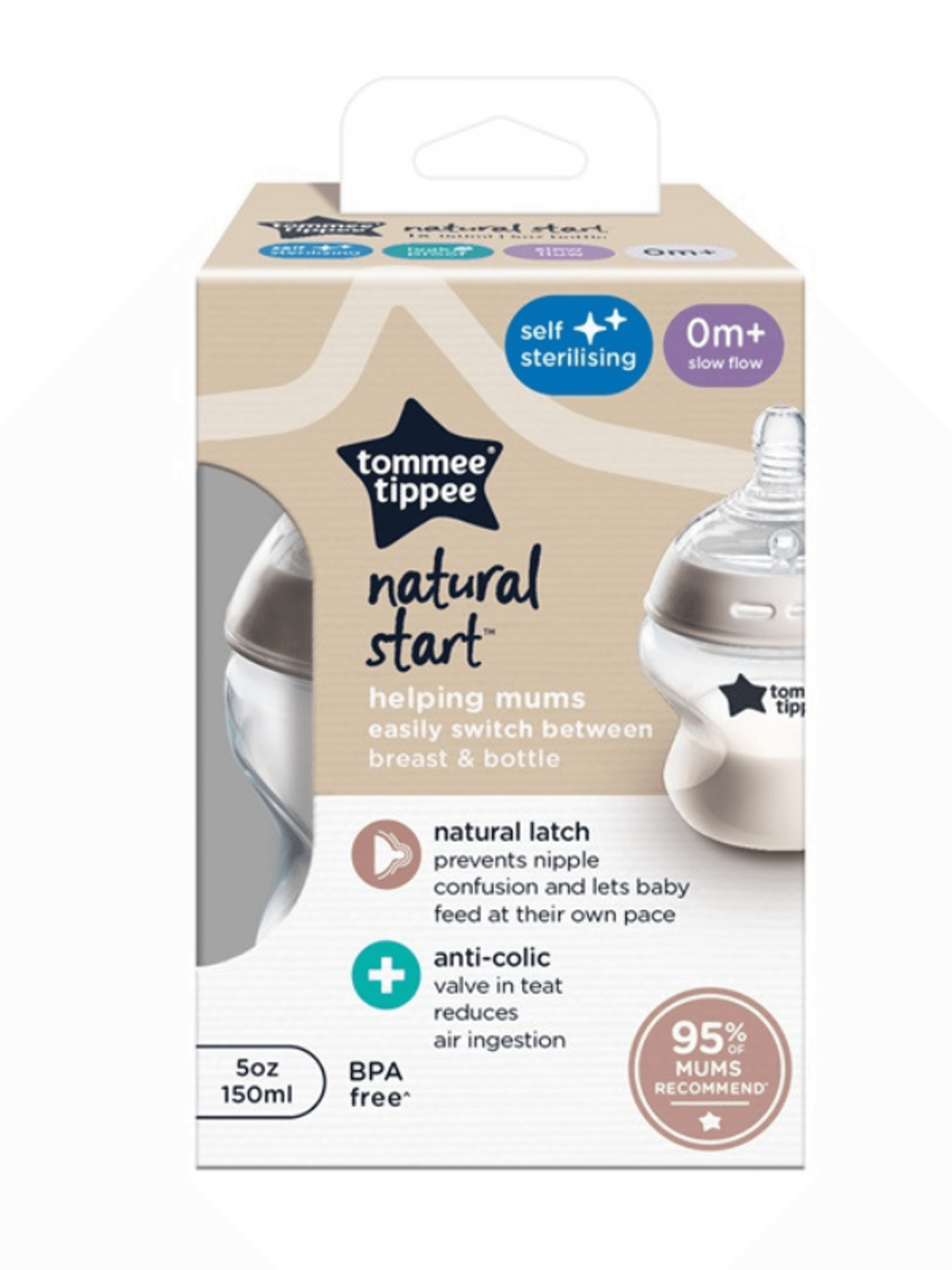 Tommee Tippee Natural Start önsterilizáló cumisüveg 150 ml - 1 db