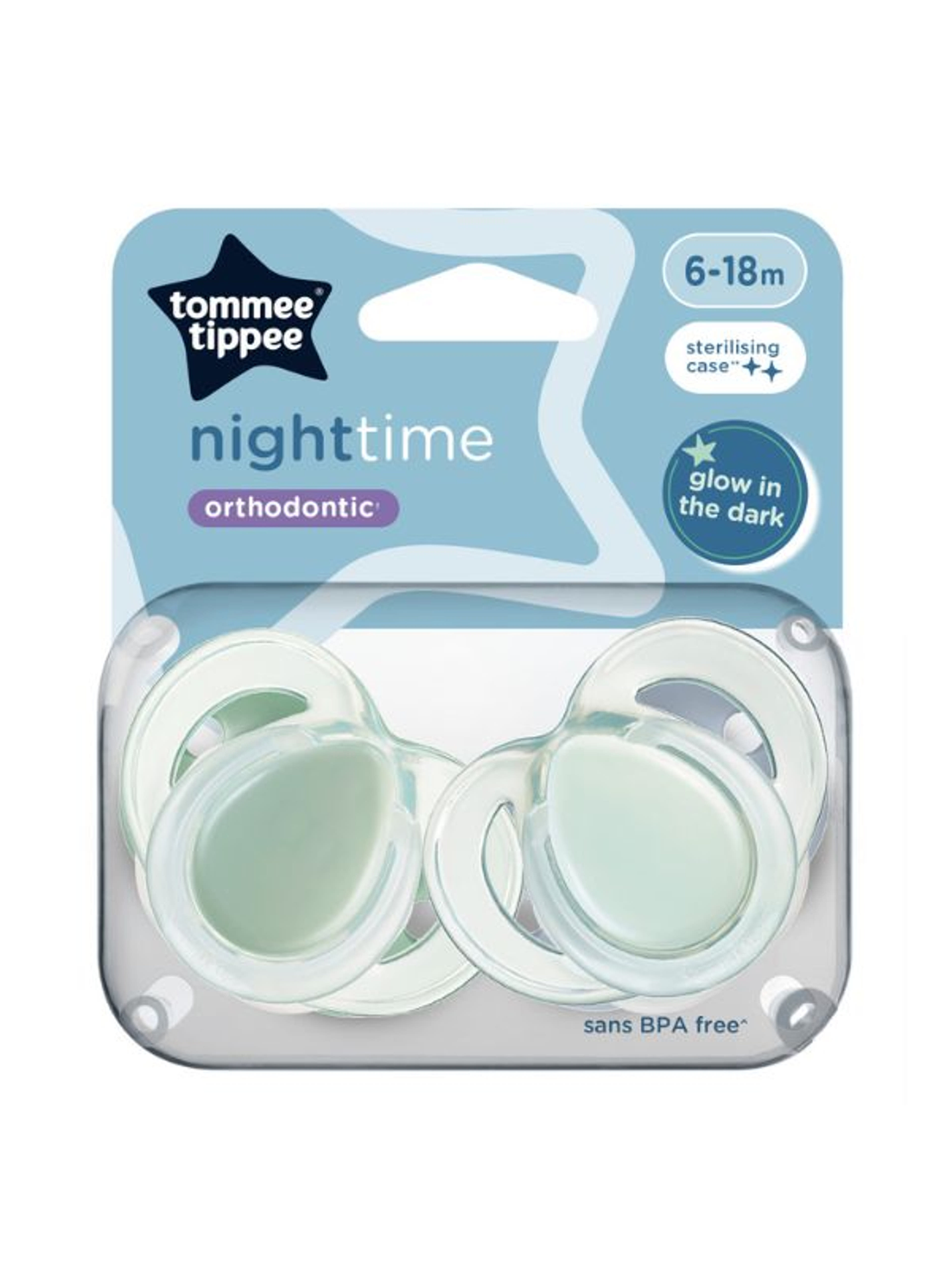 Tommee Tippee night játszócumi 6-18 hónapos kortól - 2 db