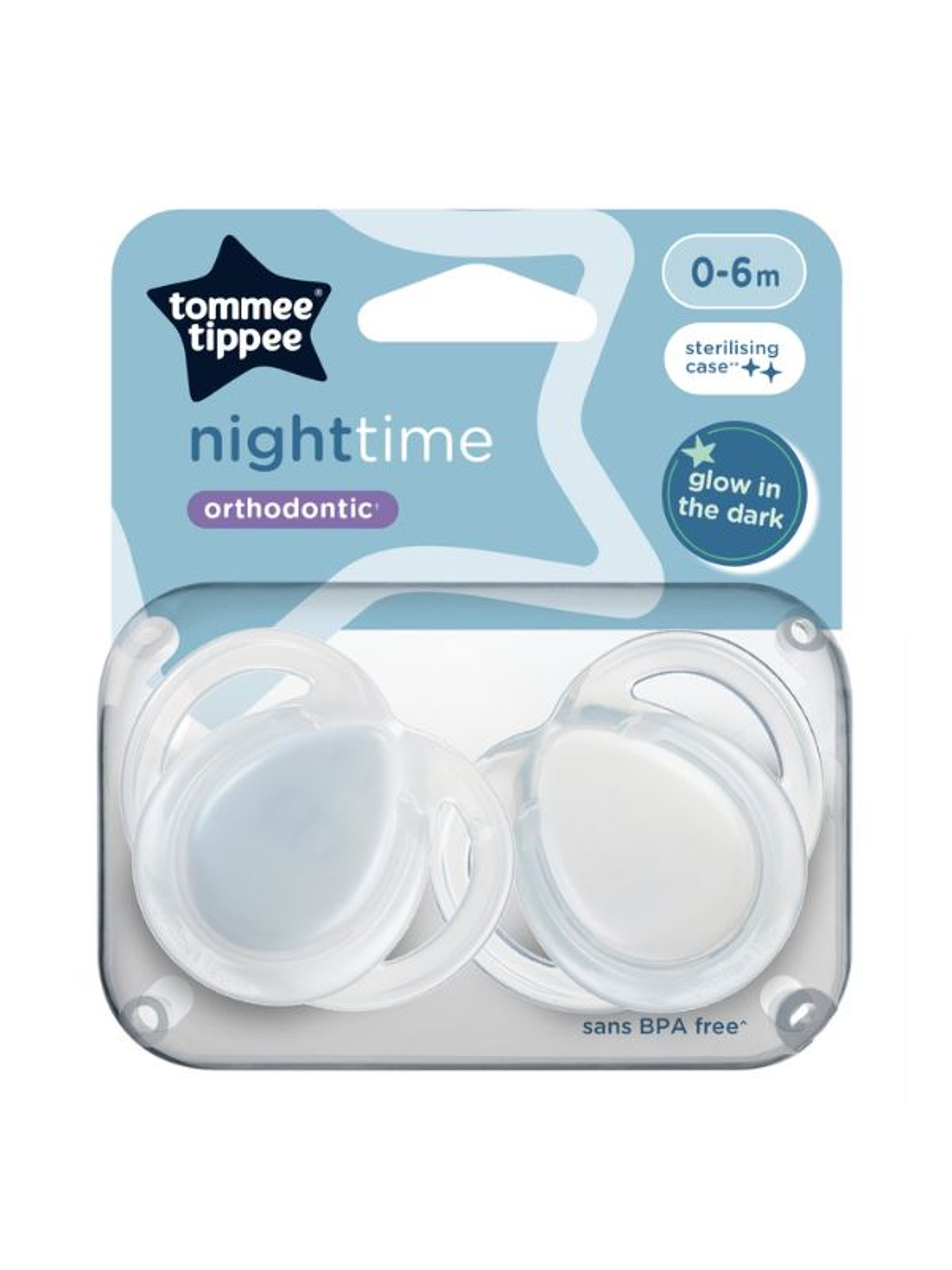 Tommee Tippee night játszócumi 0-6 hónapos kortól - 2 db