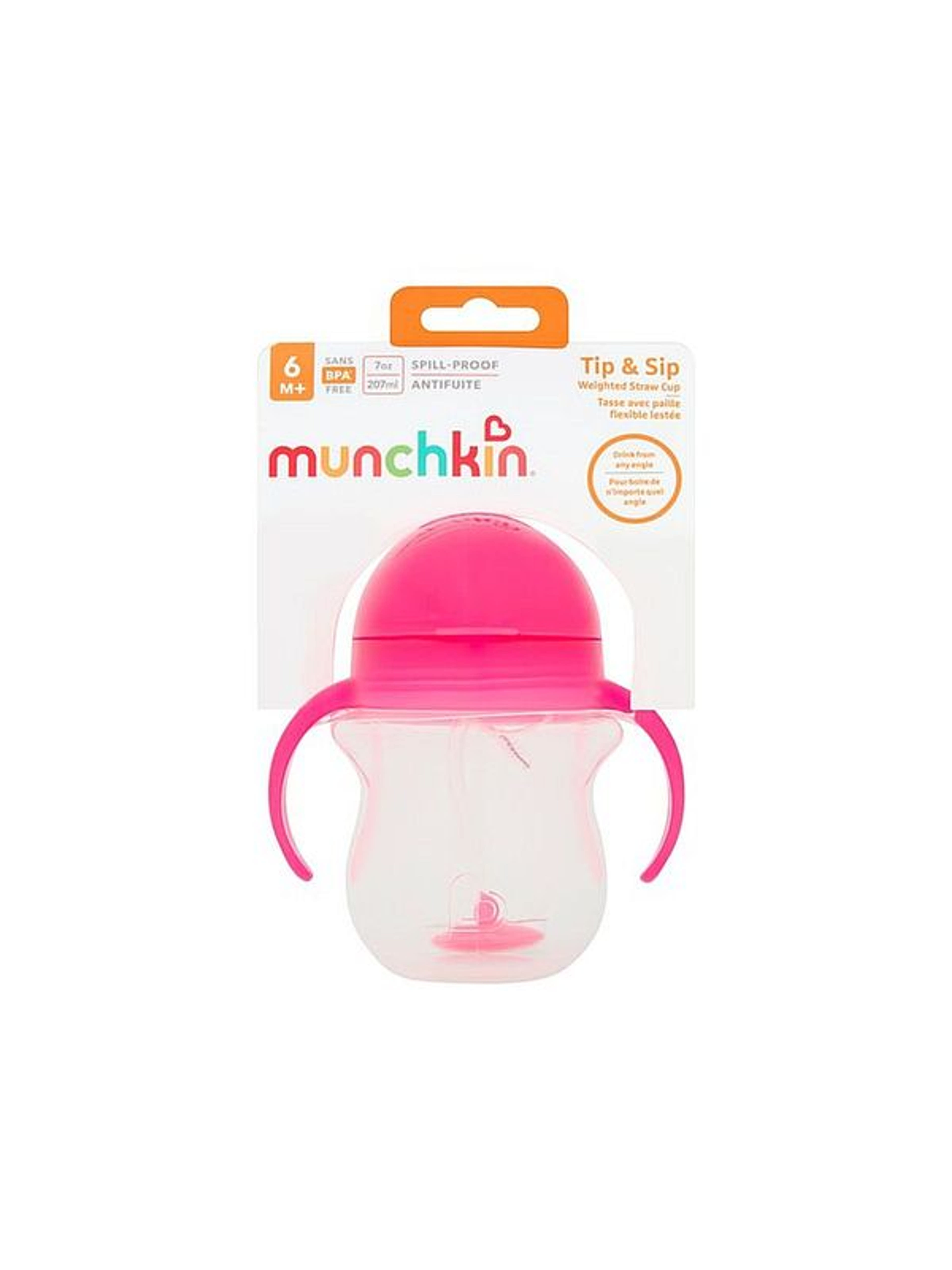 Munchkin itatópohár súlyozott szívószálas rózsaszín - 1 db-1