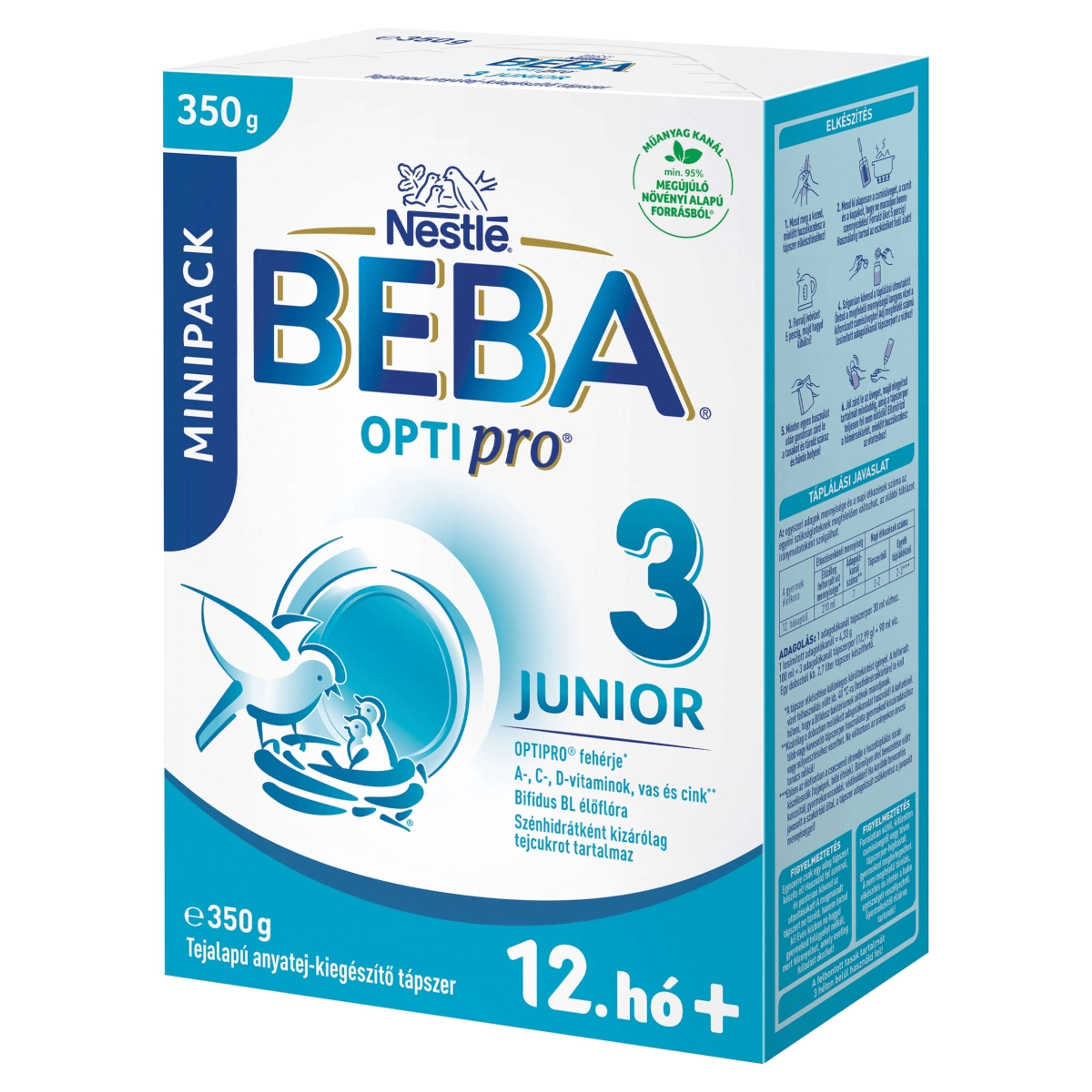 Beba Optipro Junior 3 tejalapú anyatej-kiegészítő tápszer 12. hónapos kortól - 350 g-2