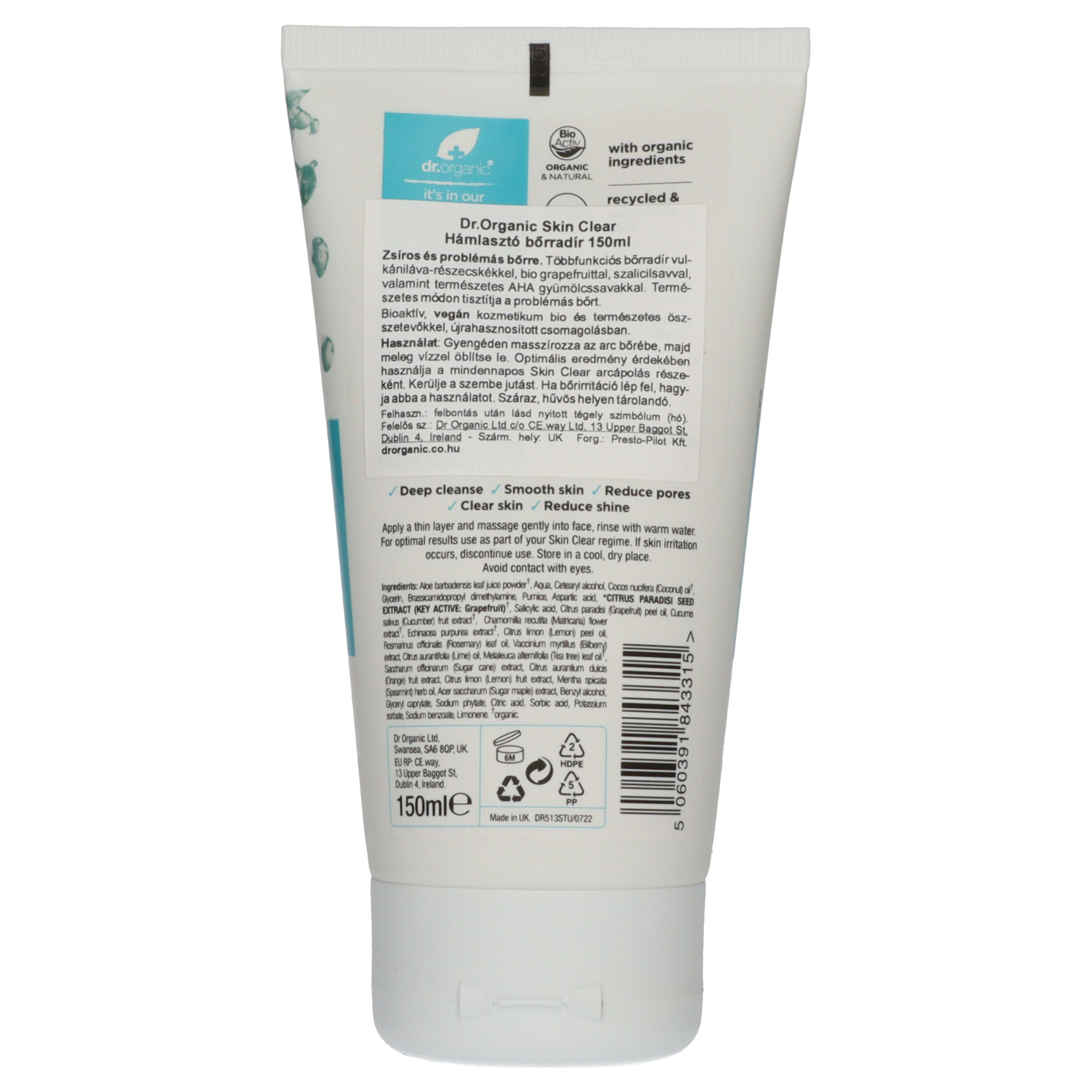 Dr. Organic Skin Clear hámlasztó arcradír - 150 ml-3