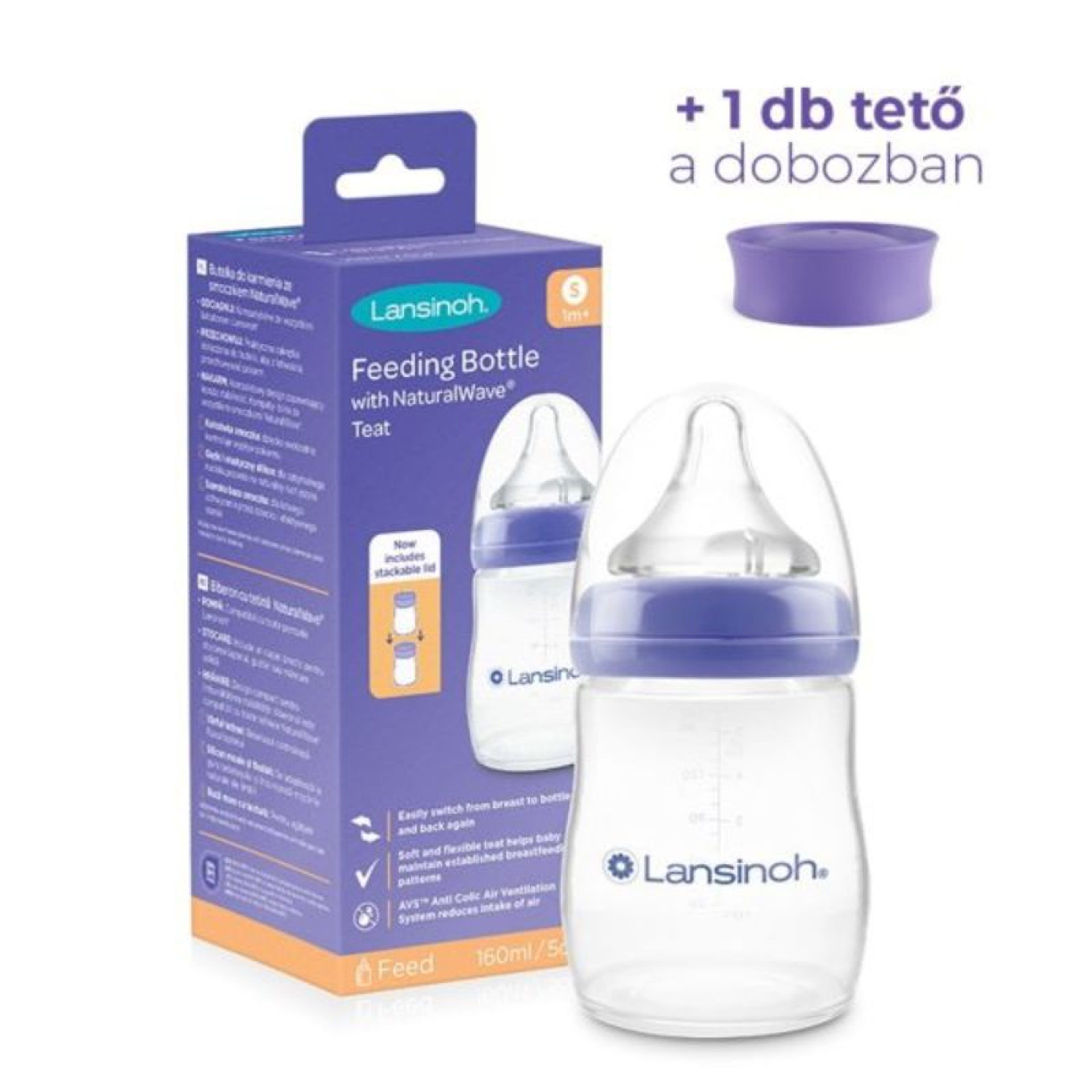 Lansinoh cumisüveg lassú folyású etetőcumival + fedéllel, 160 ml - 1 db-3