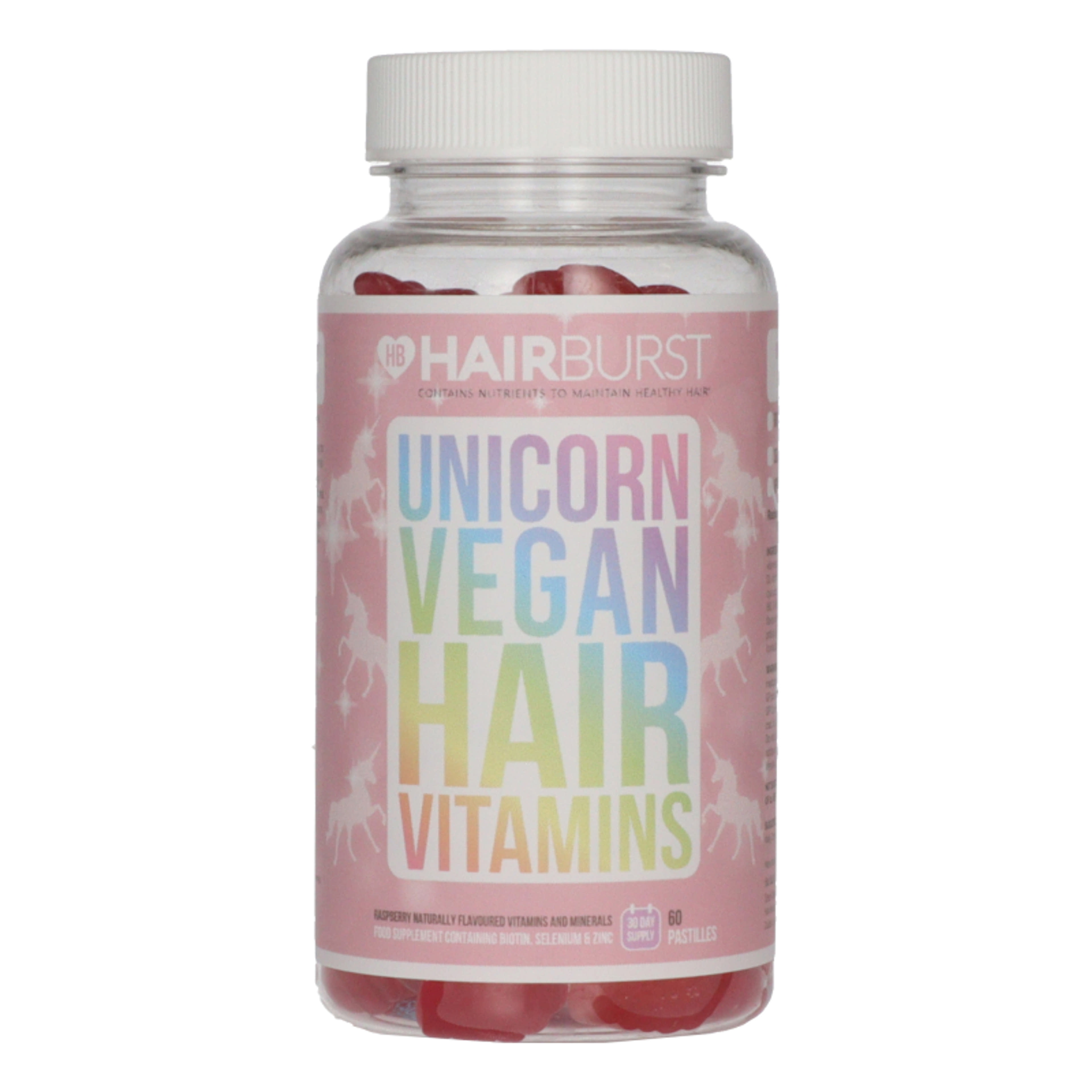 Hairburst Unicorn étrend-kiegészítő hajvitamin biotinnal, szelénnel és cinkkel málna ízű - 60 db-4