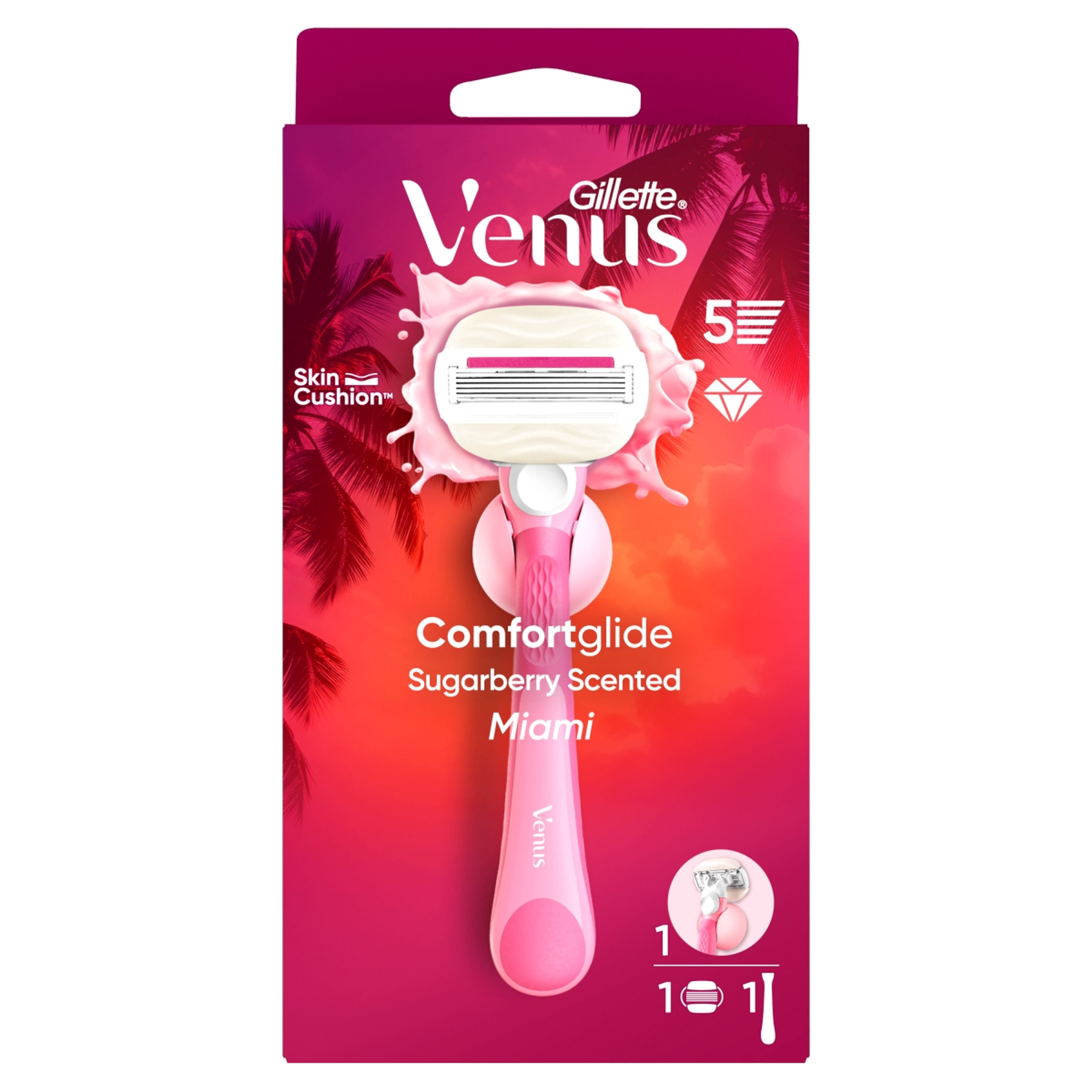 Gillette Venus ComfortGlide Miami női borotva Sugarberry illattal - 1 db-1