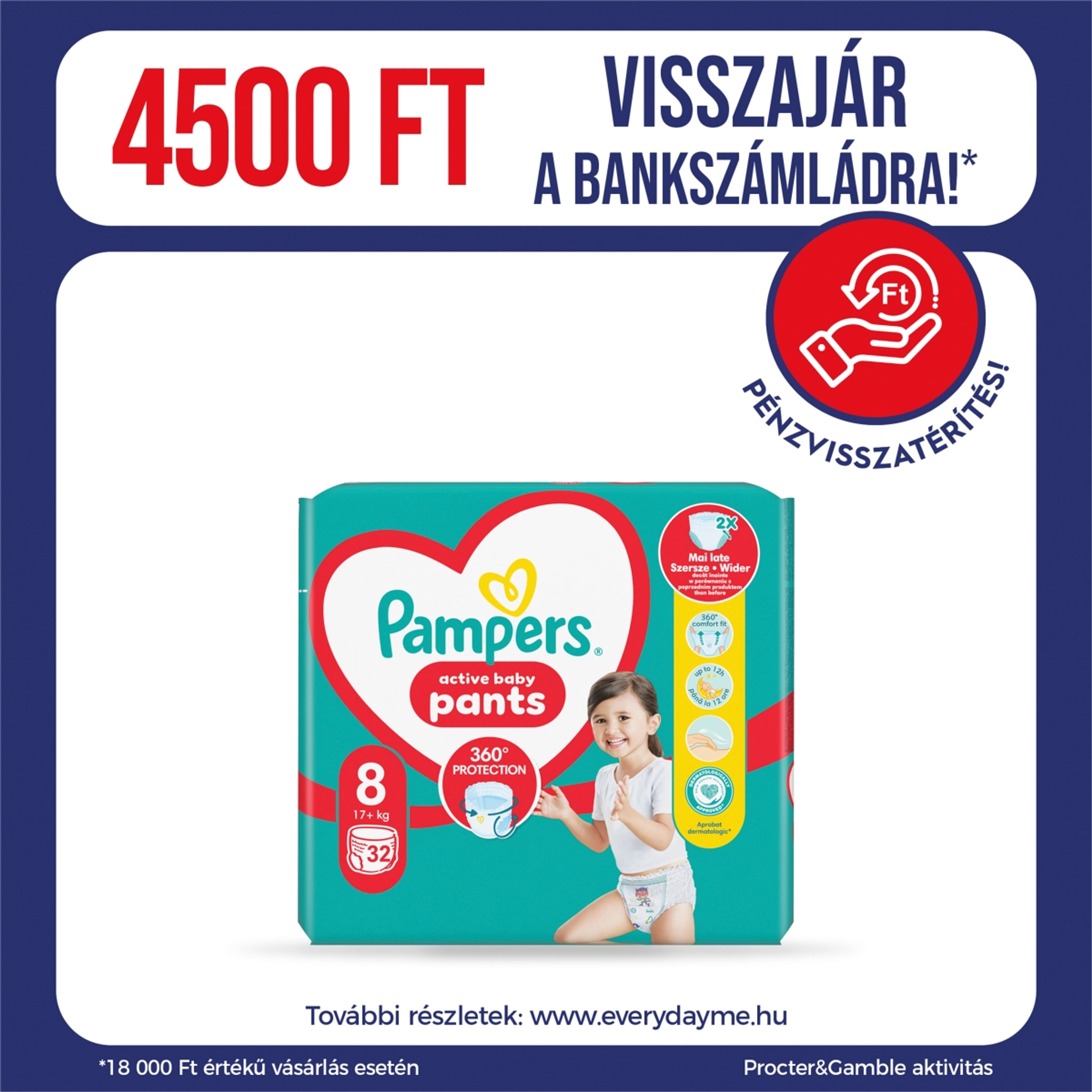Pampers Pants Jumbo Pack 8-as, 19+ kg - 32 db