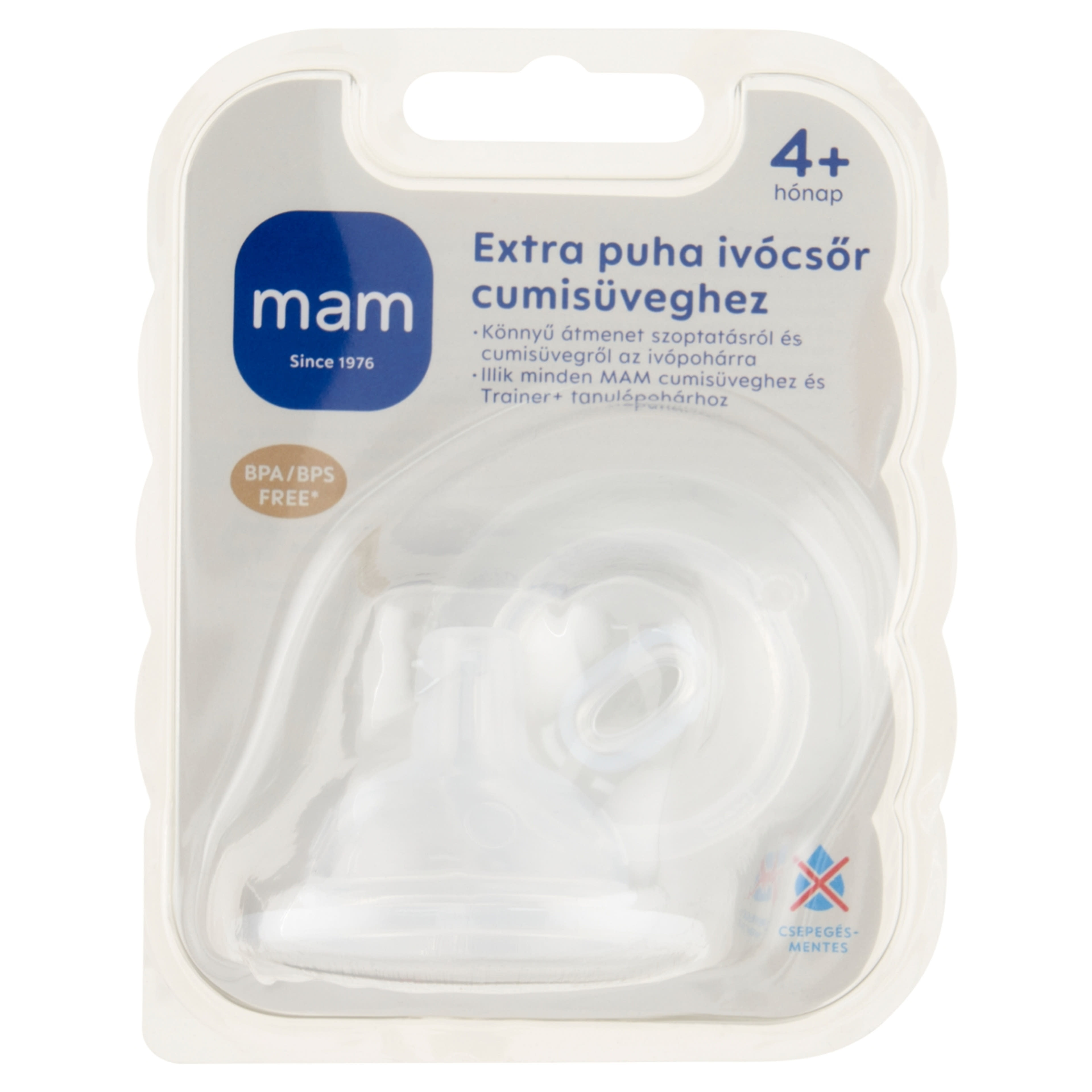 Mam extra puha ivócsőr cumisüveghez és tanulópohárhoz, szimmetrikus, 4 hónapos kortól - 2 db-1