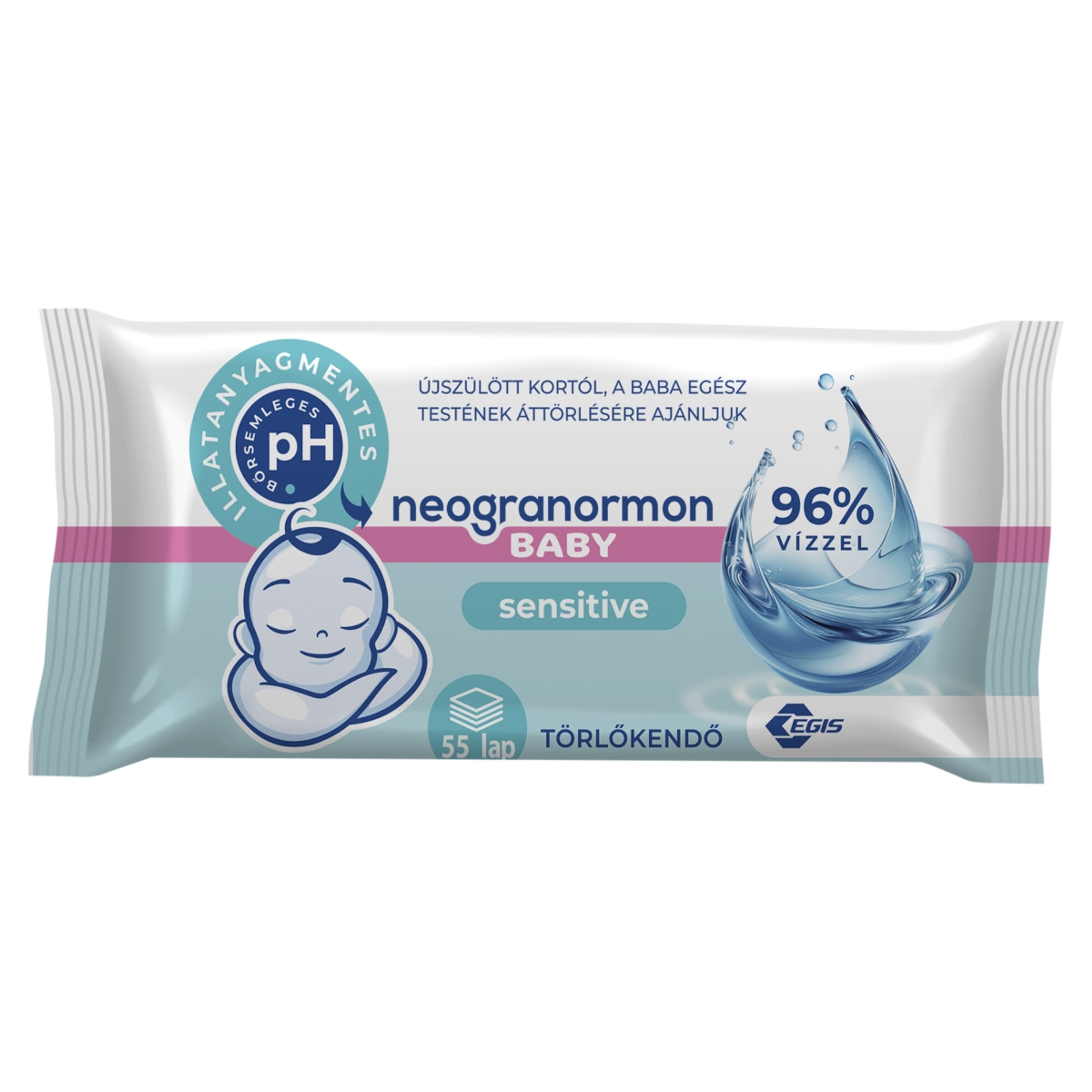 Neogranormon Sensitive Törlőkendő Érzékeny Bőrre - 55 db