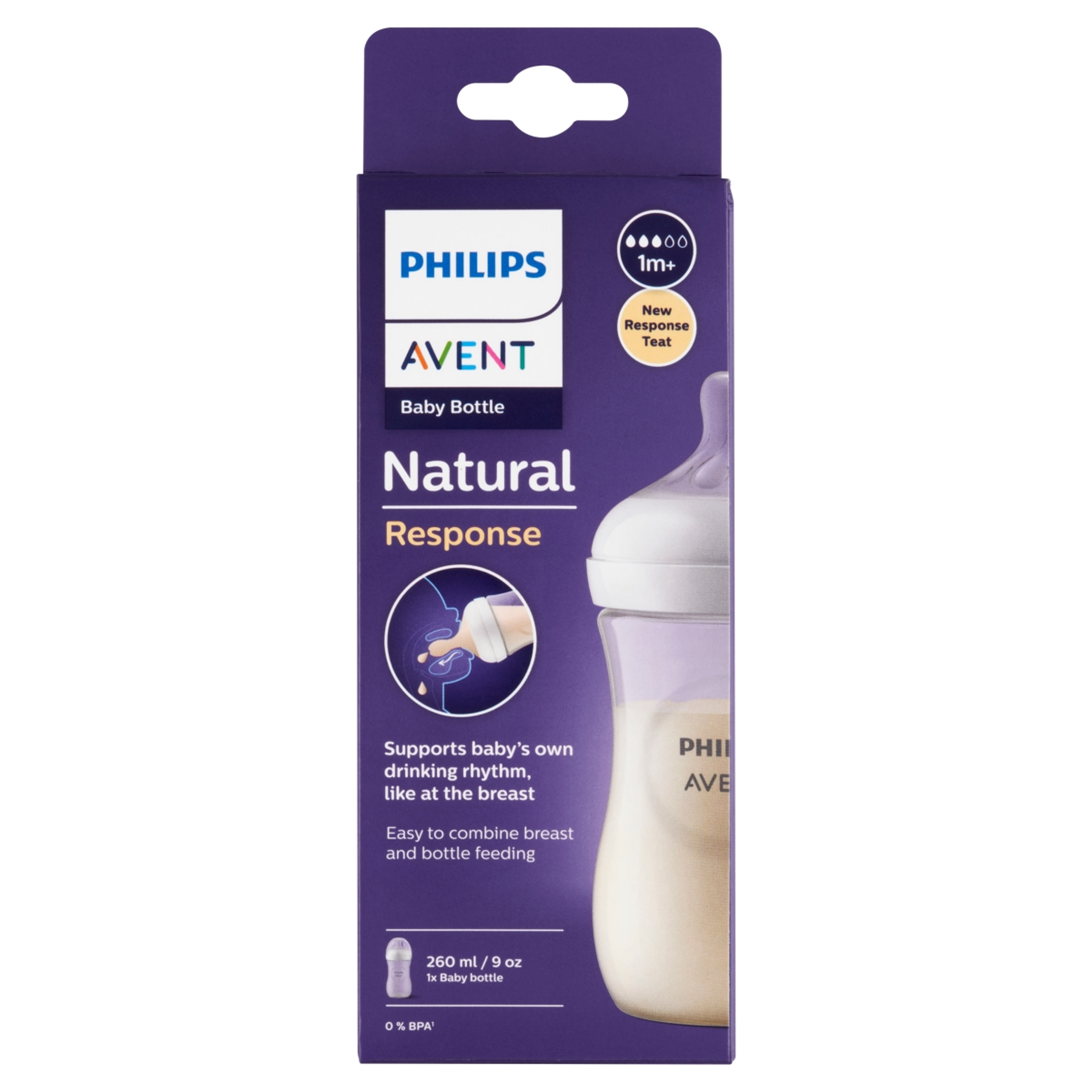 Avent Natural Resp. Cumisüveg 1 Hónapos Kortól - 260 ml