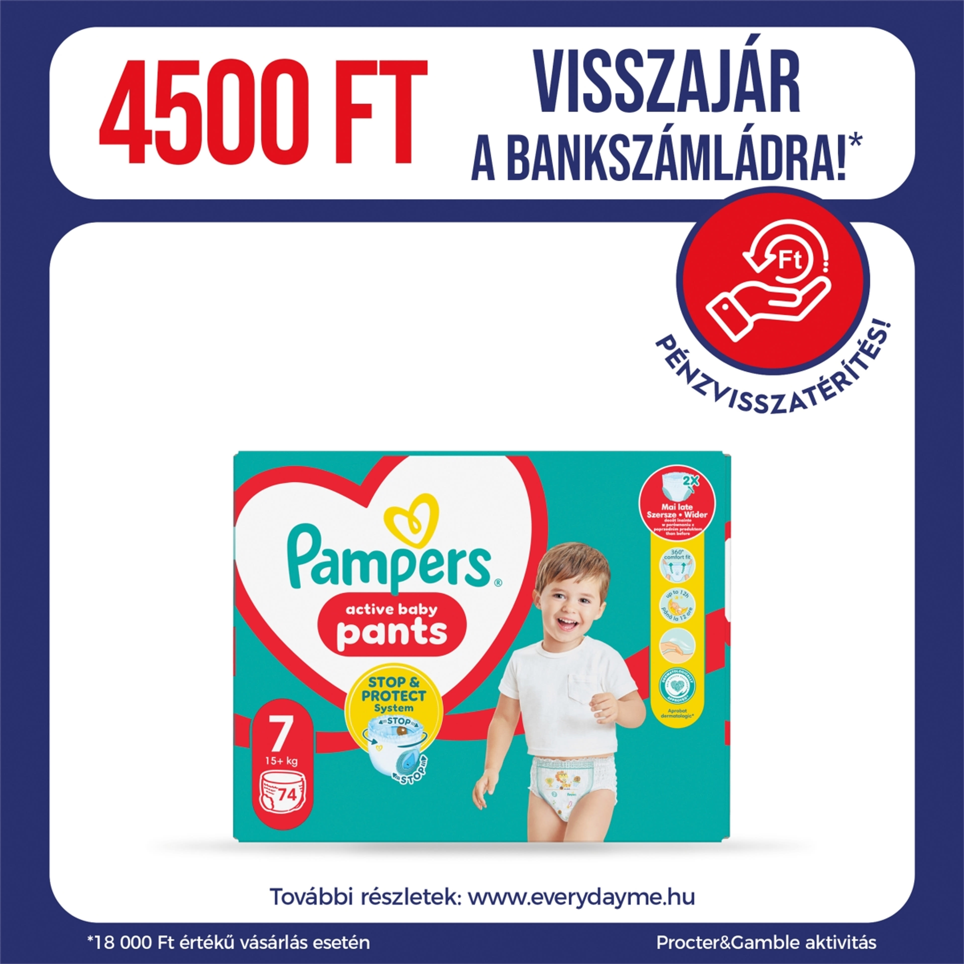Pampers Pants mega pack+ 7-es 17+ kg - 74 db