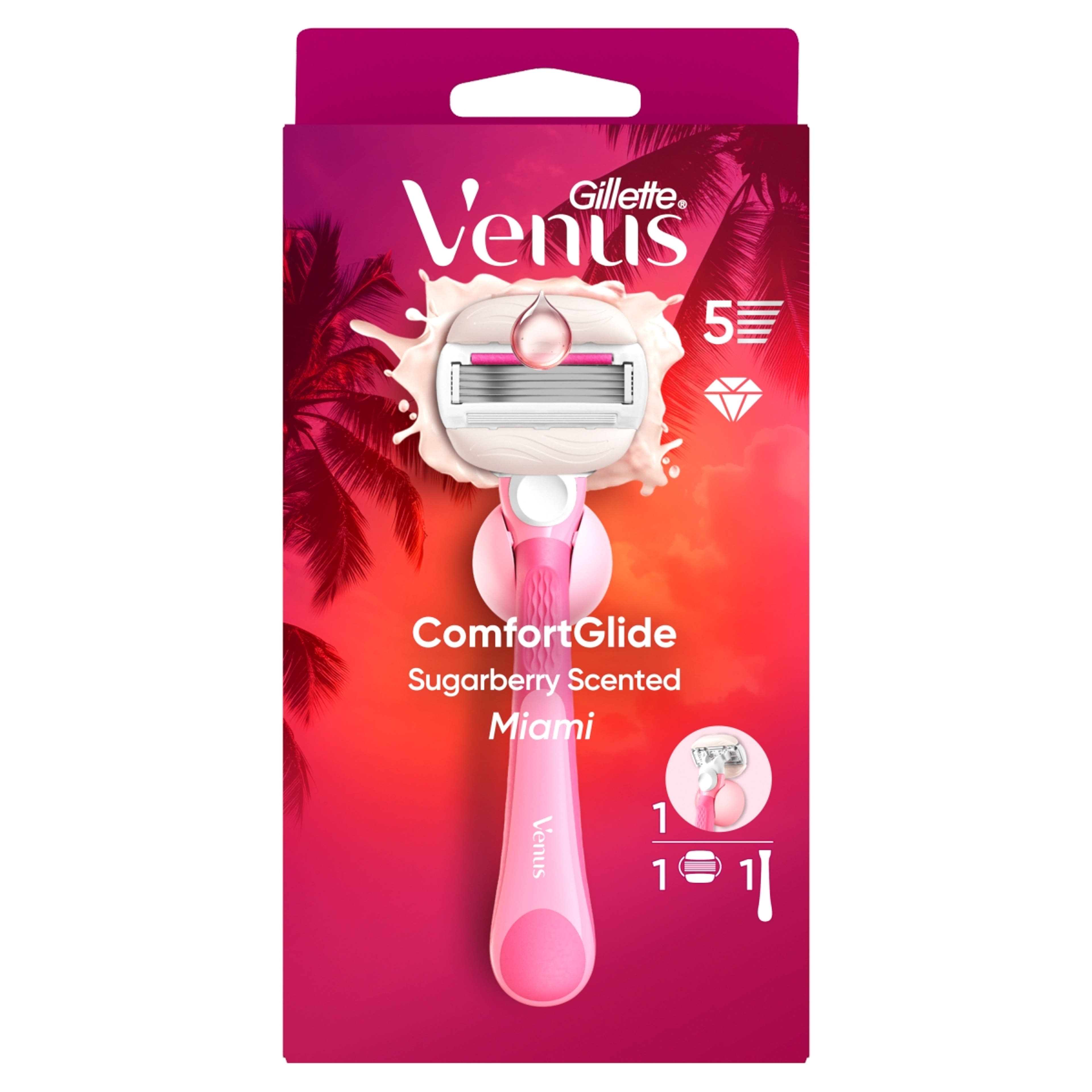 Gillette Venus ComfortGlide Miami női borotva Sugarberry illattal - 1 db
