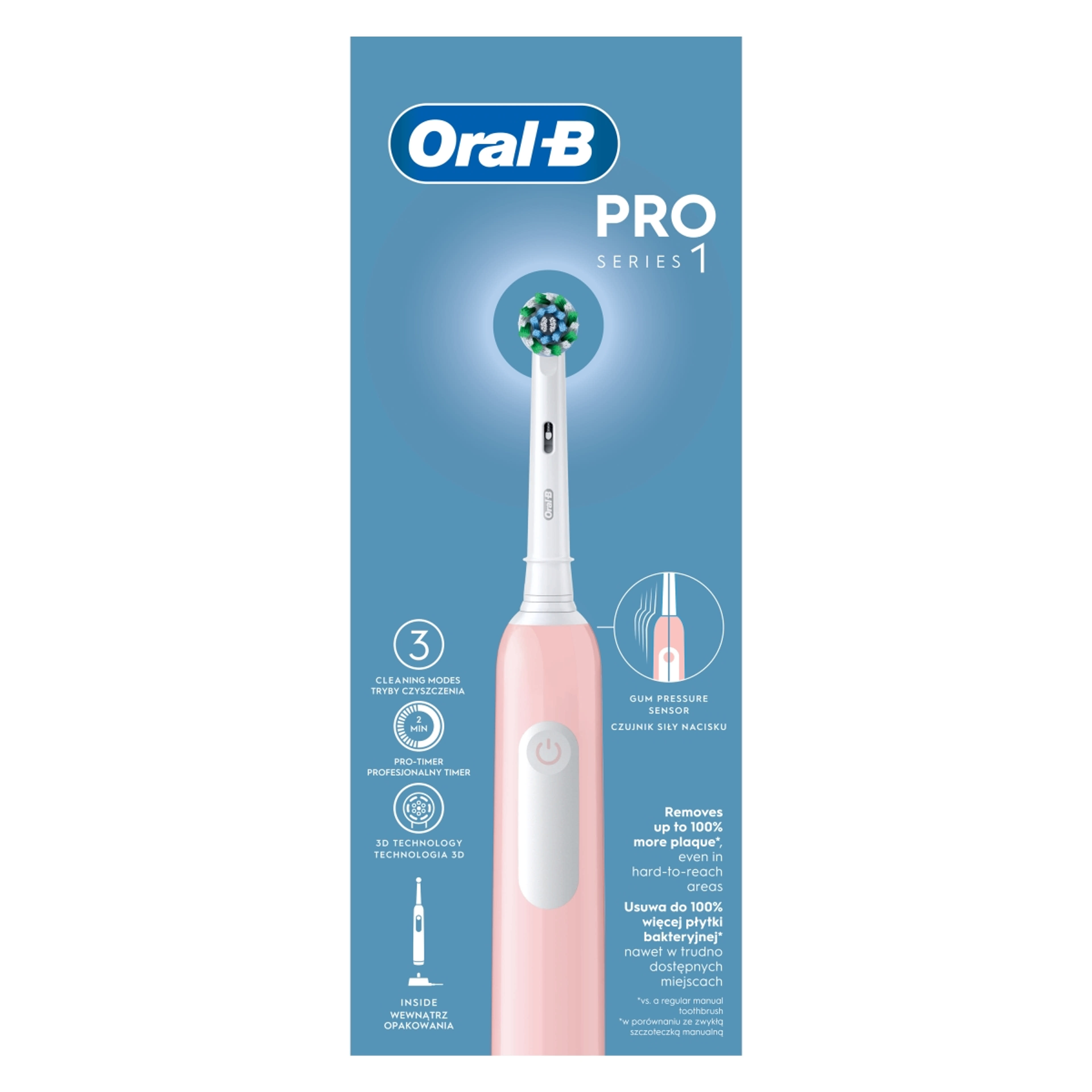 Oral-B Pro 1 900 Cross Action elektromos fogkefe /pink - 1 db