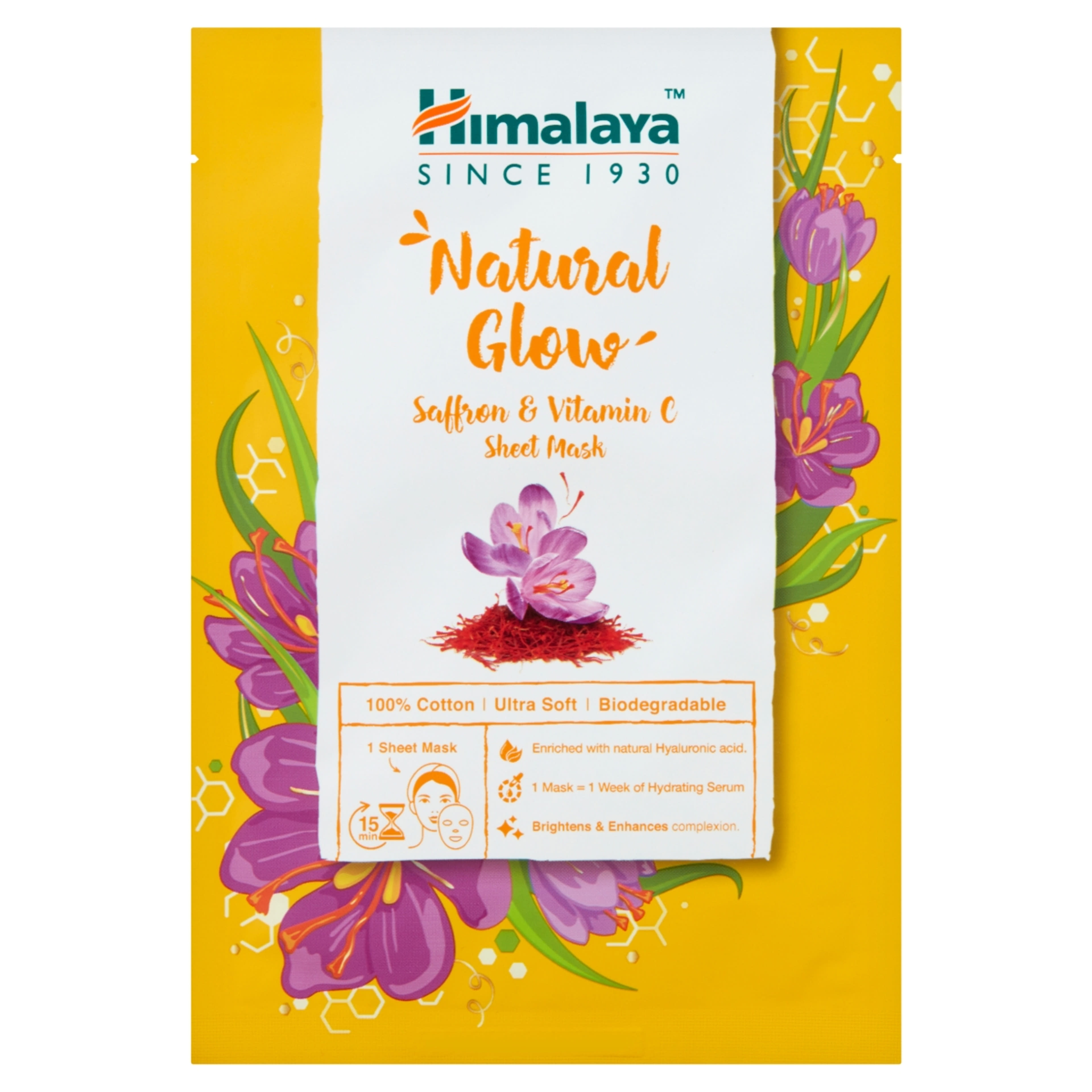 Himalaya textil maszk természetes ragyogás sáfrány + C-vitamin - 30 ml-1
