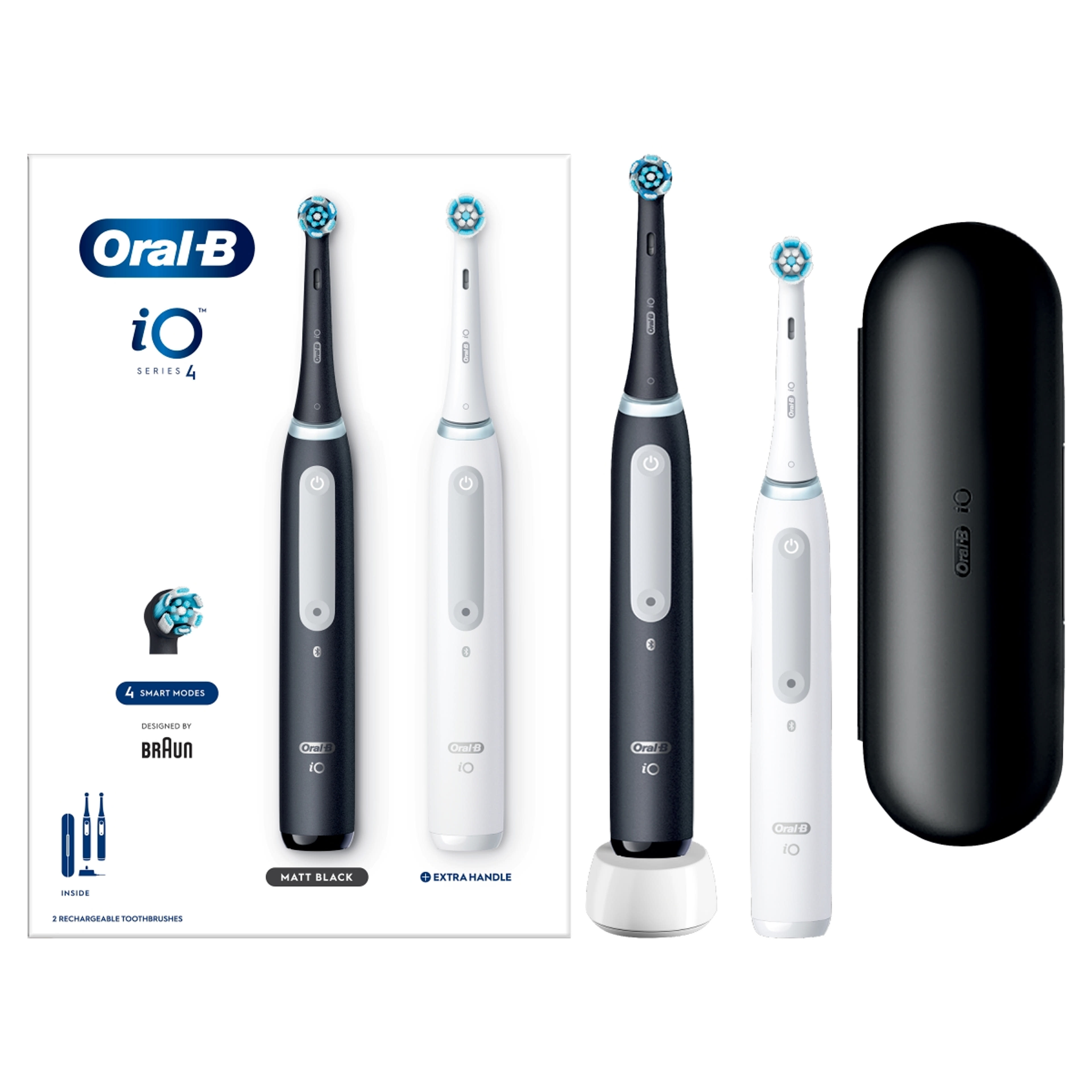 Oral-B iO 4 elektromos fogkefe, fekete és fehér - 2 db-2