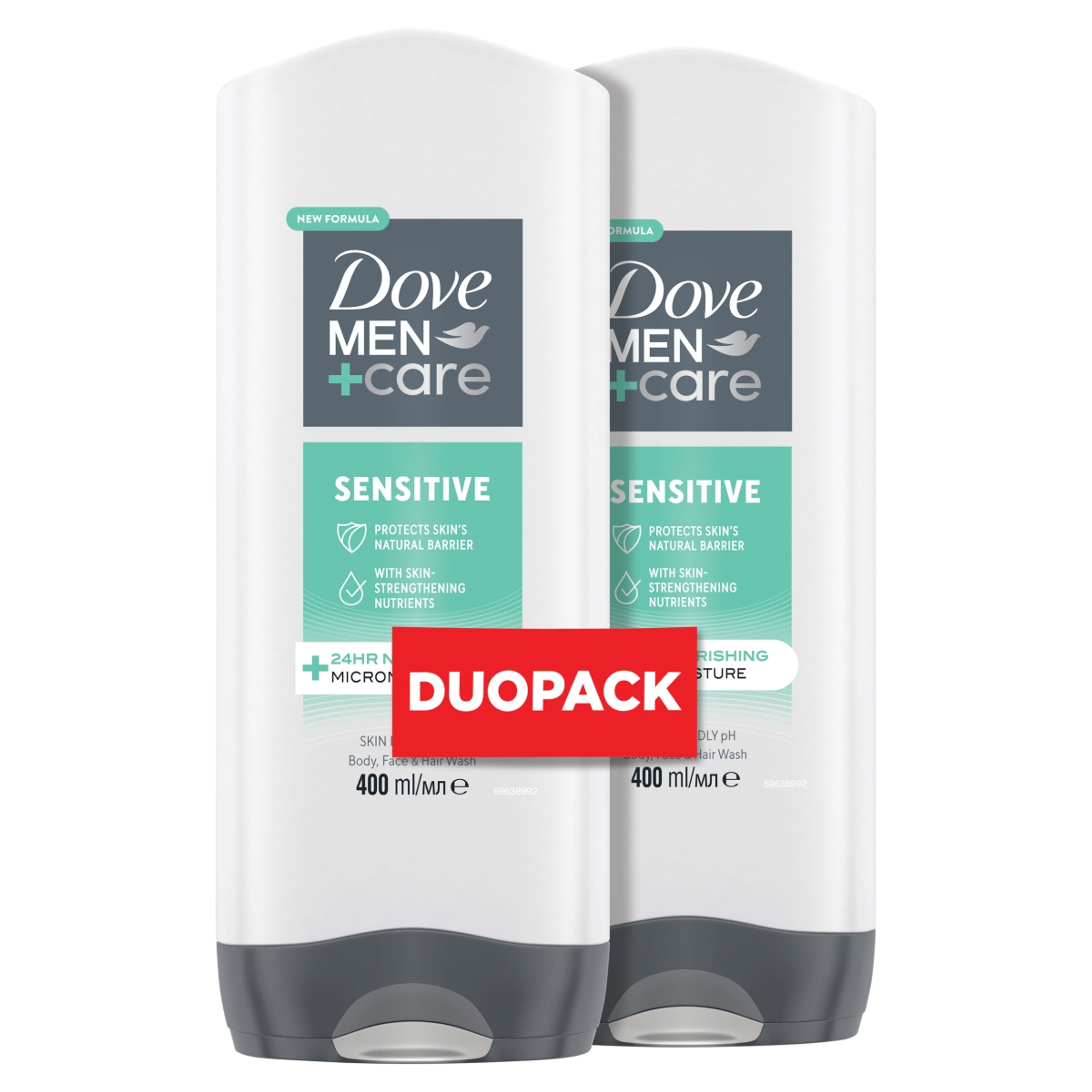 Dove Men+Care Sensitive férfi tusfürdő duopack 2 x 400 ml - 800 ml-2