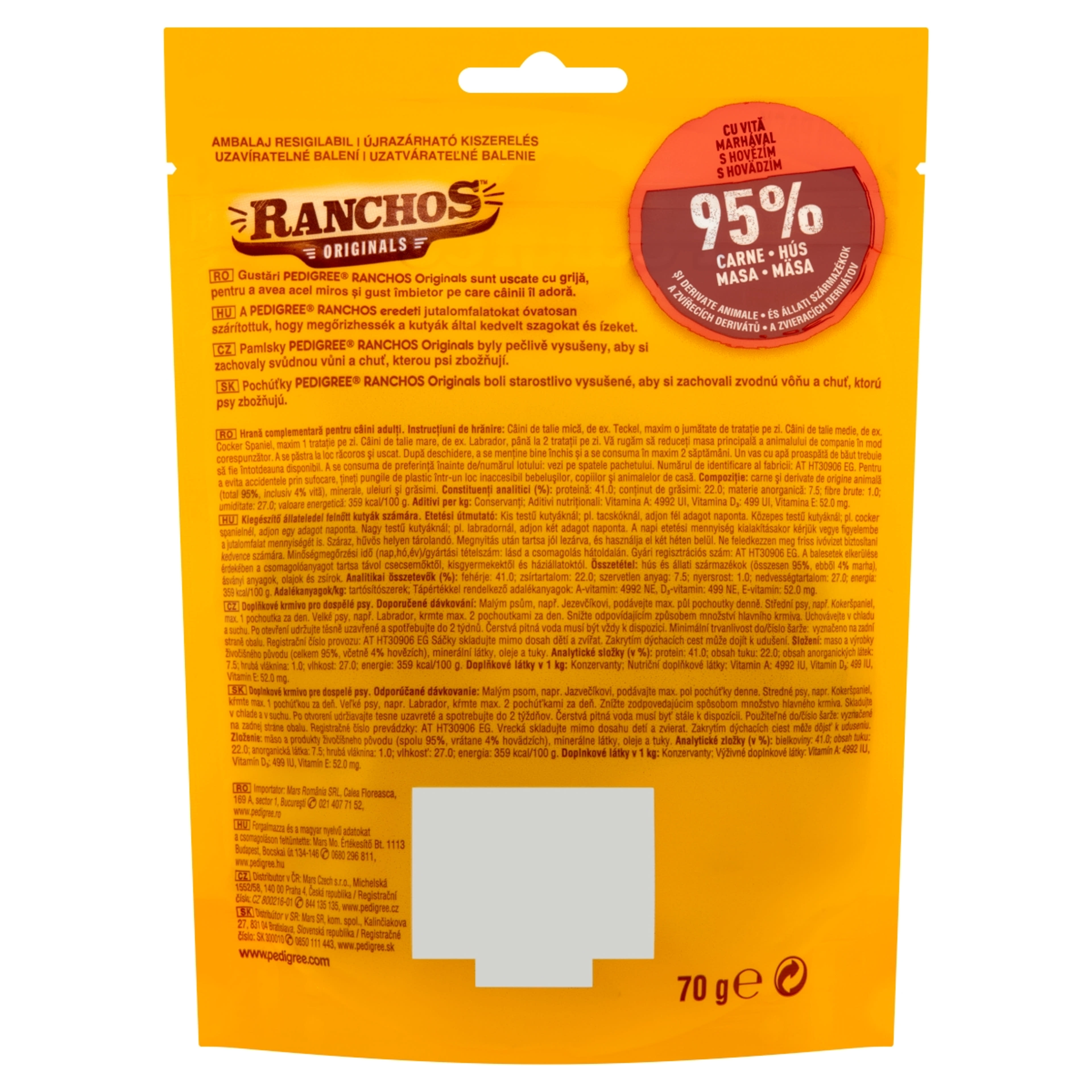 Pedigree Ranchos Originals kiegészítő állateledel felnőtt kutyák számára marhával - 70 g-3