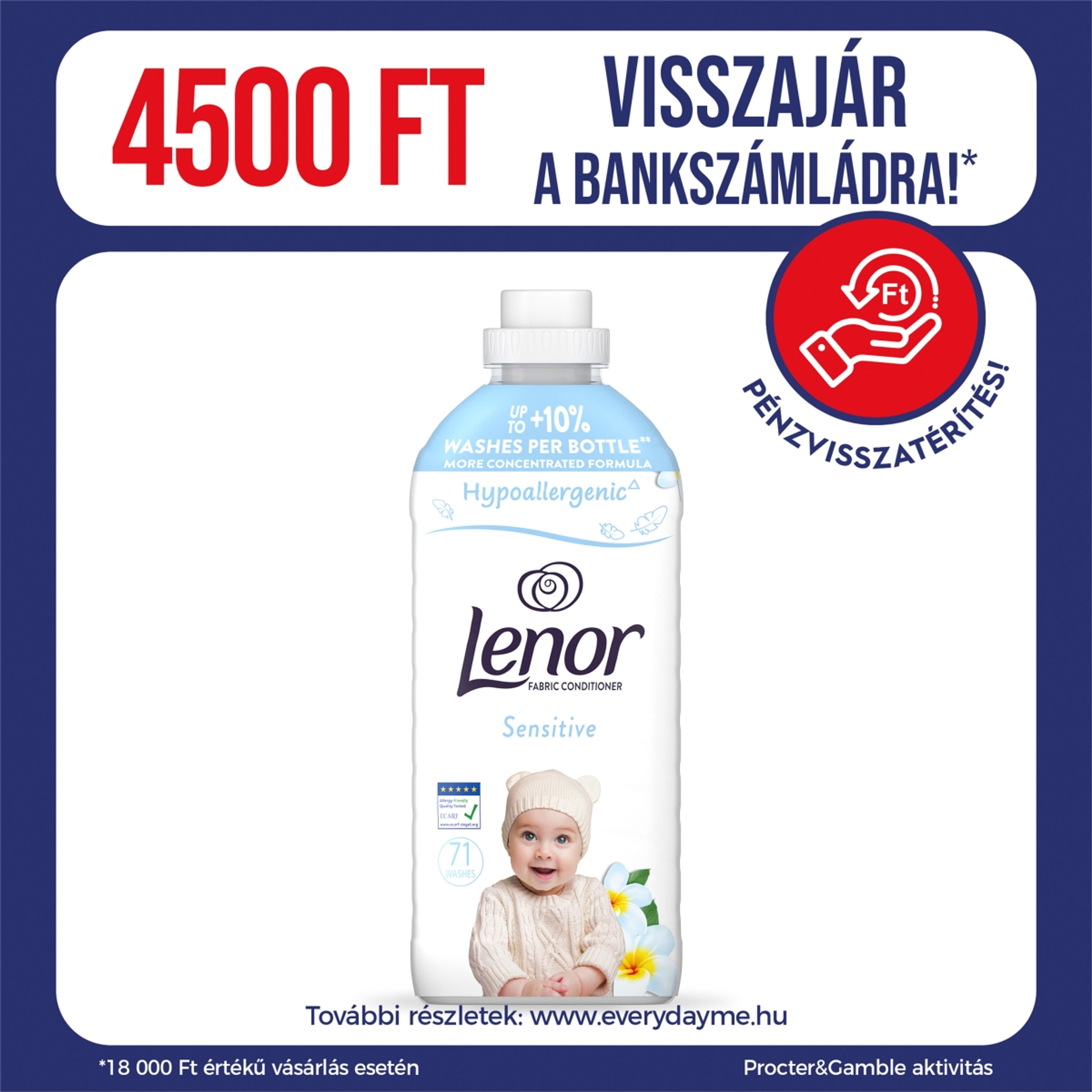 Lenor Sensitive öblítő 71 mosáshoz - 1491 ml