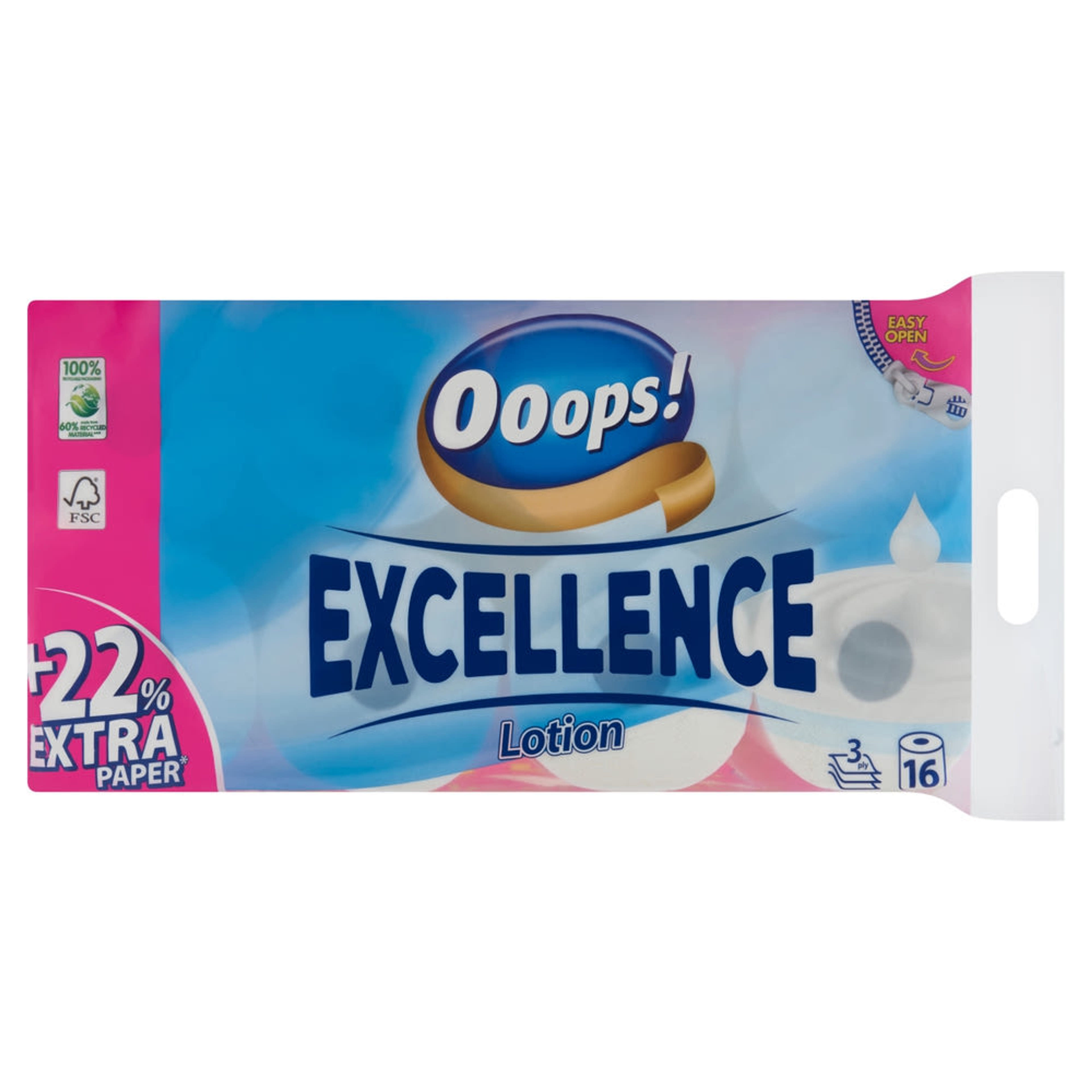 Ooops! Excellence Lotion toalettpapír 3 rétegű - 16 db