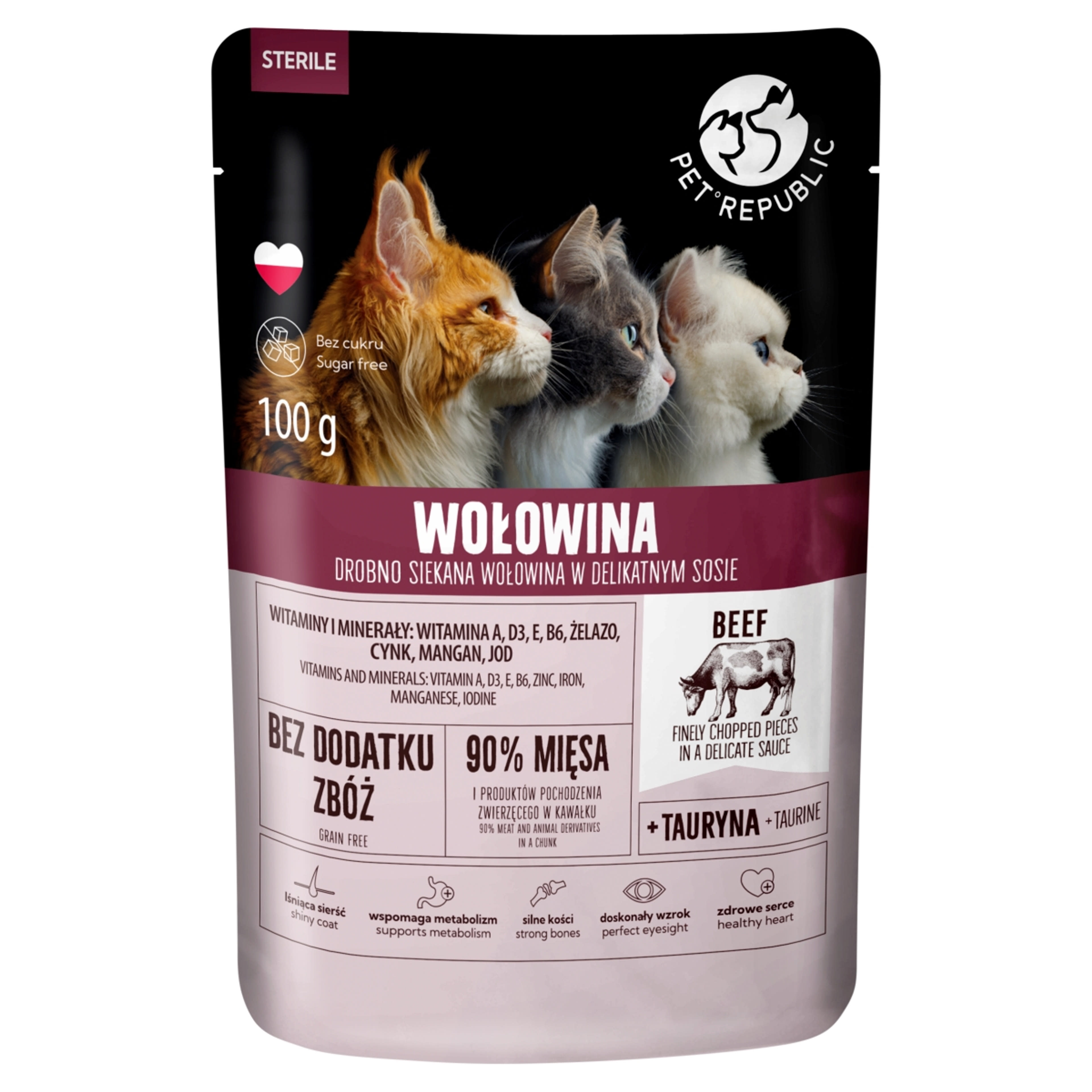 PetRepublic alutasak sterilizált macskáknak marha hússal - 100 g-1