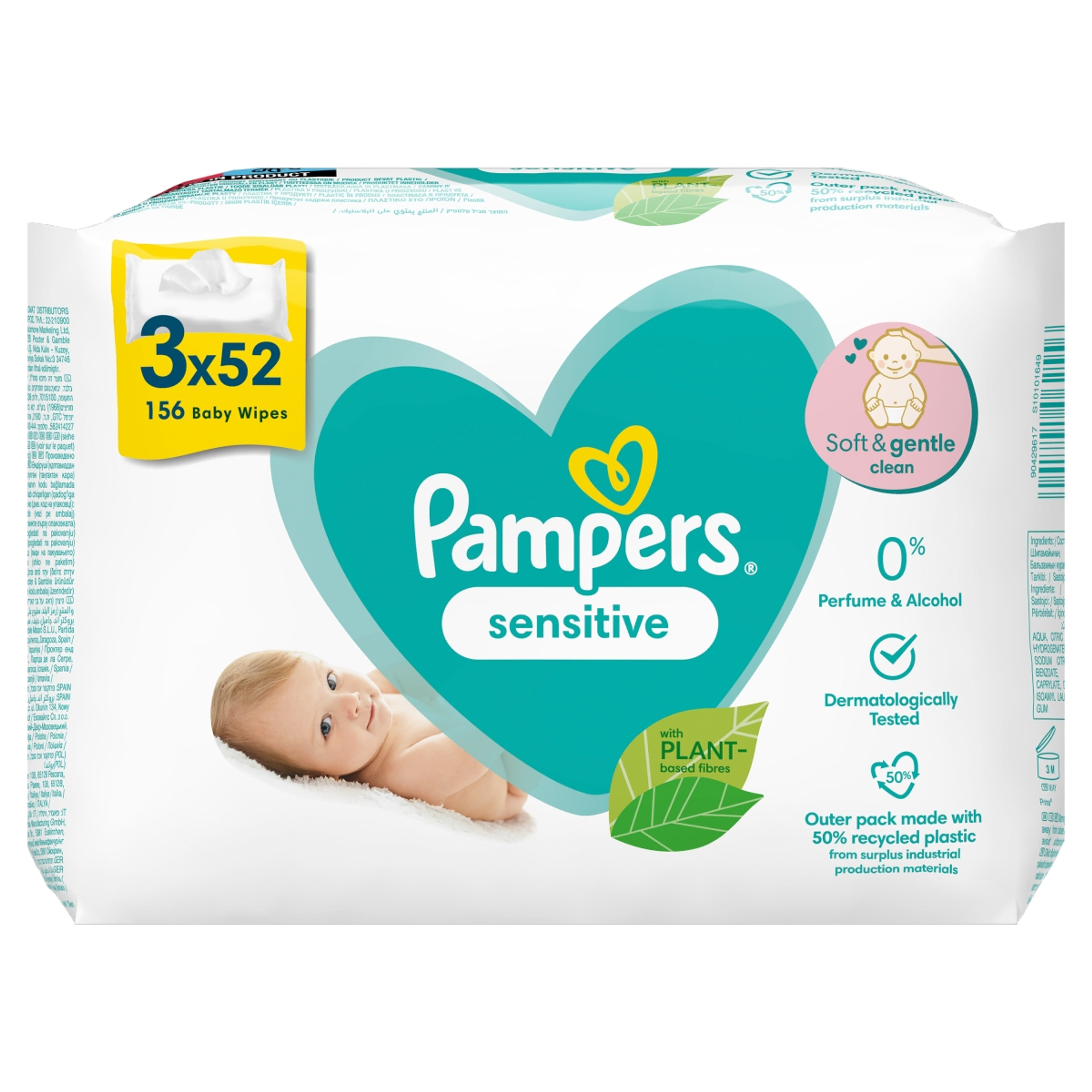 Pampers törlőkendő sensitive (3*52) - 156 db