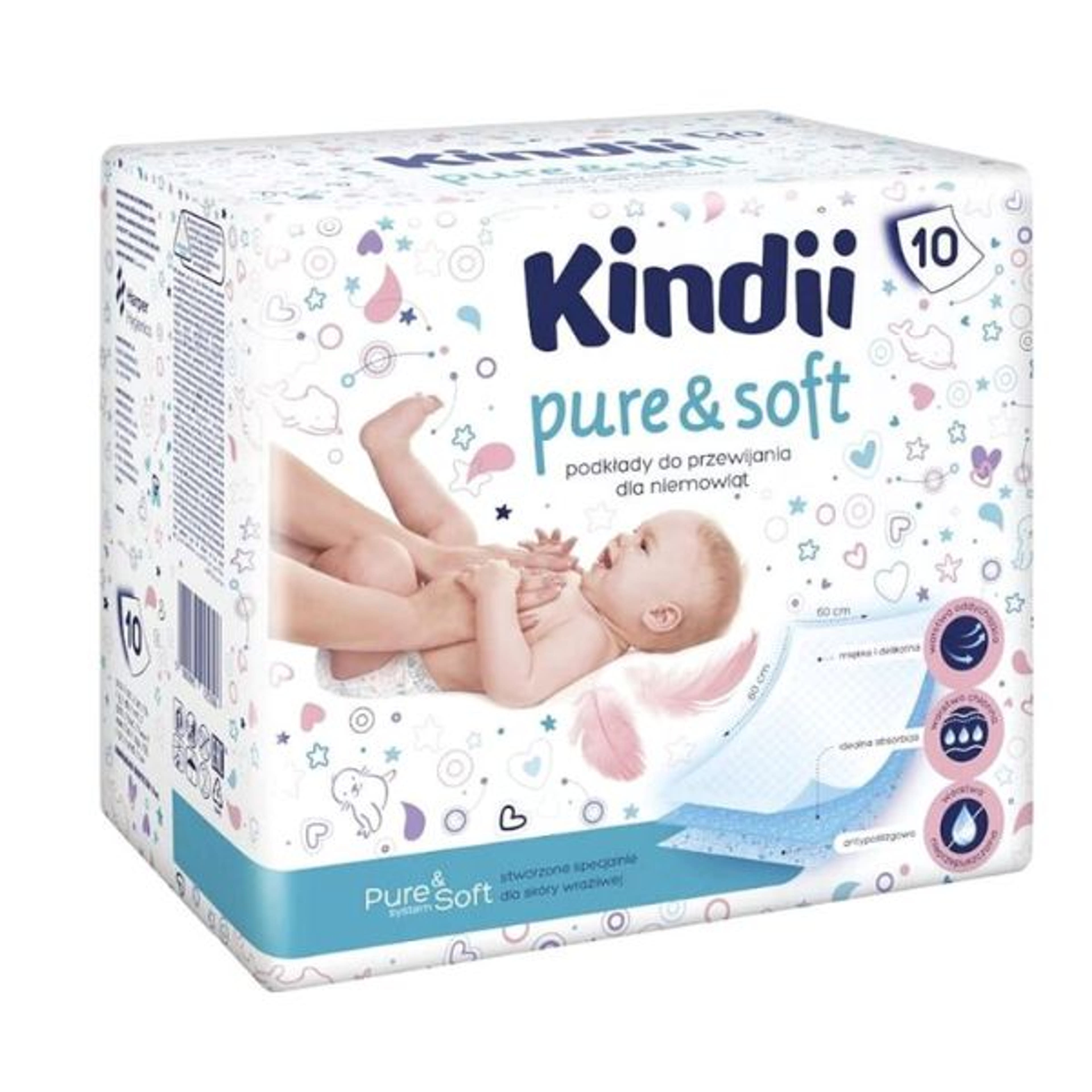 Kindii Pure&Soft pelenkázó lapot 60x60 cm - 10 db