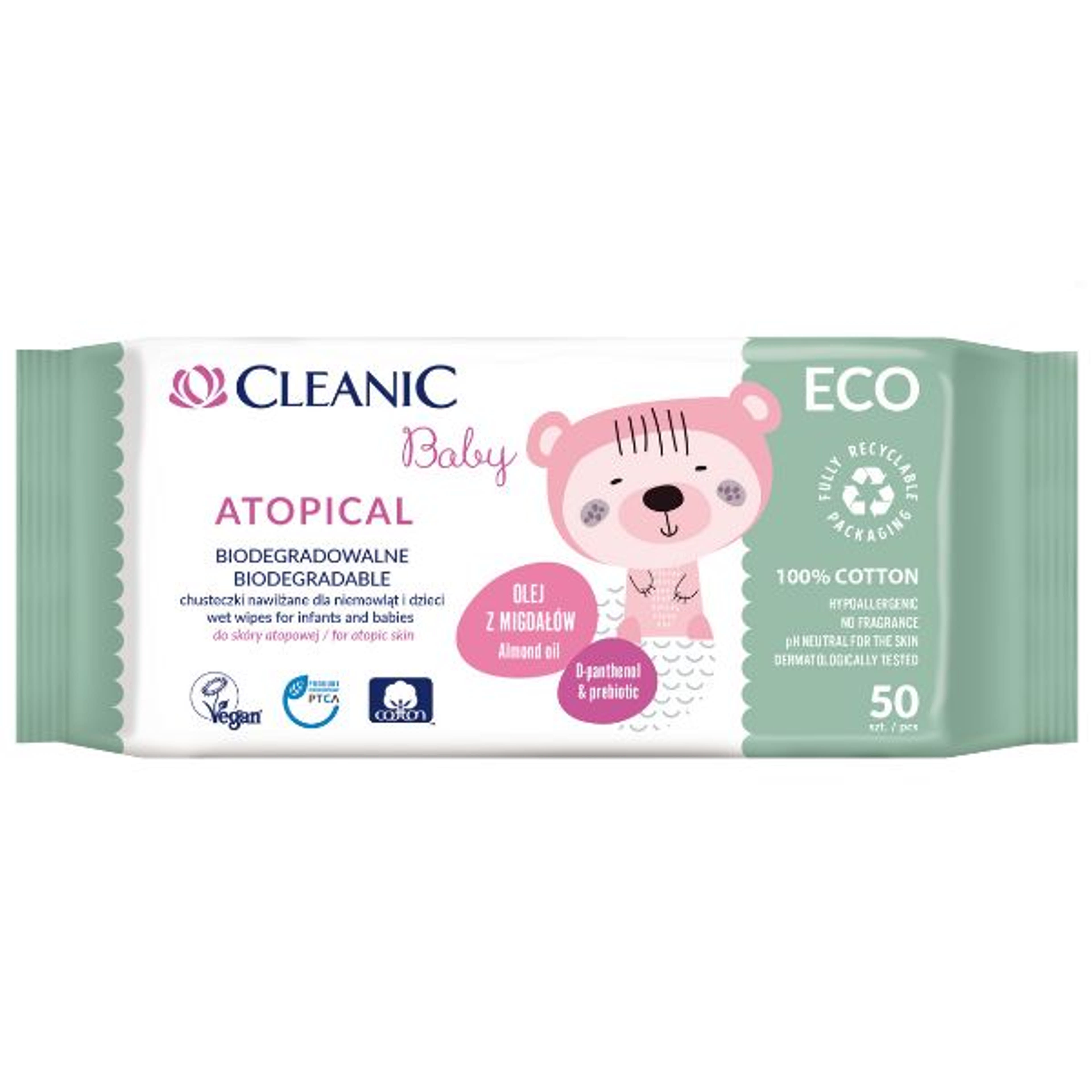 Cleanic Baby Eco nedves törlőkendő, lebomló - 50 db-1