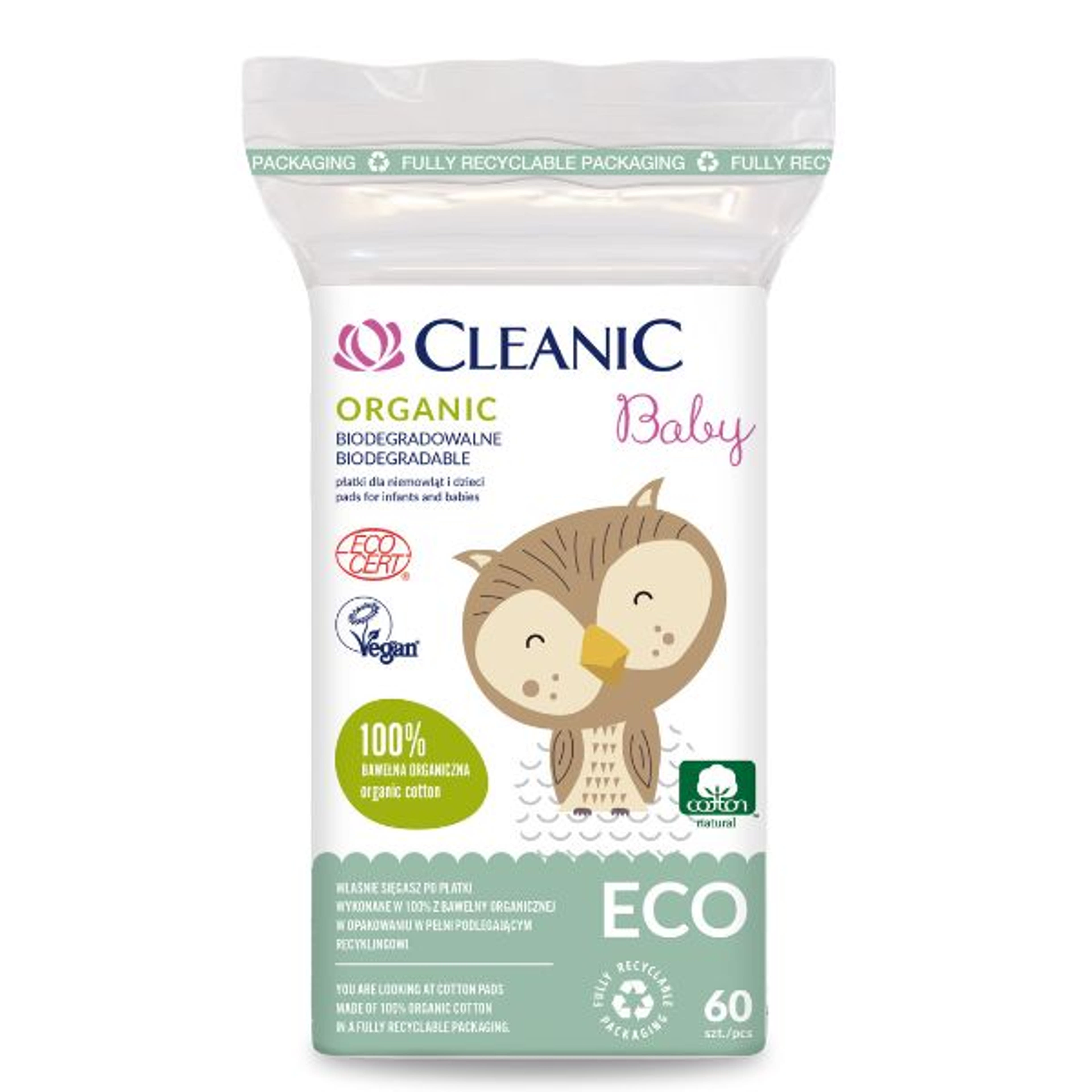 Cleanic baby Eco Organic vattakorong - 60 db