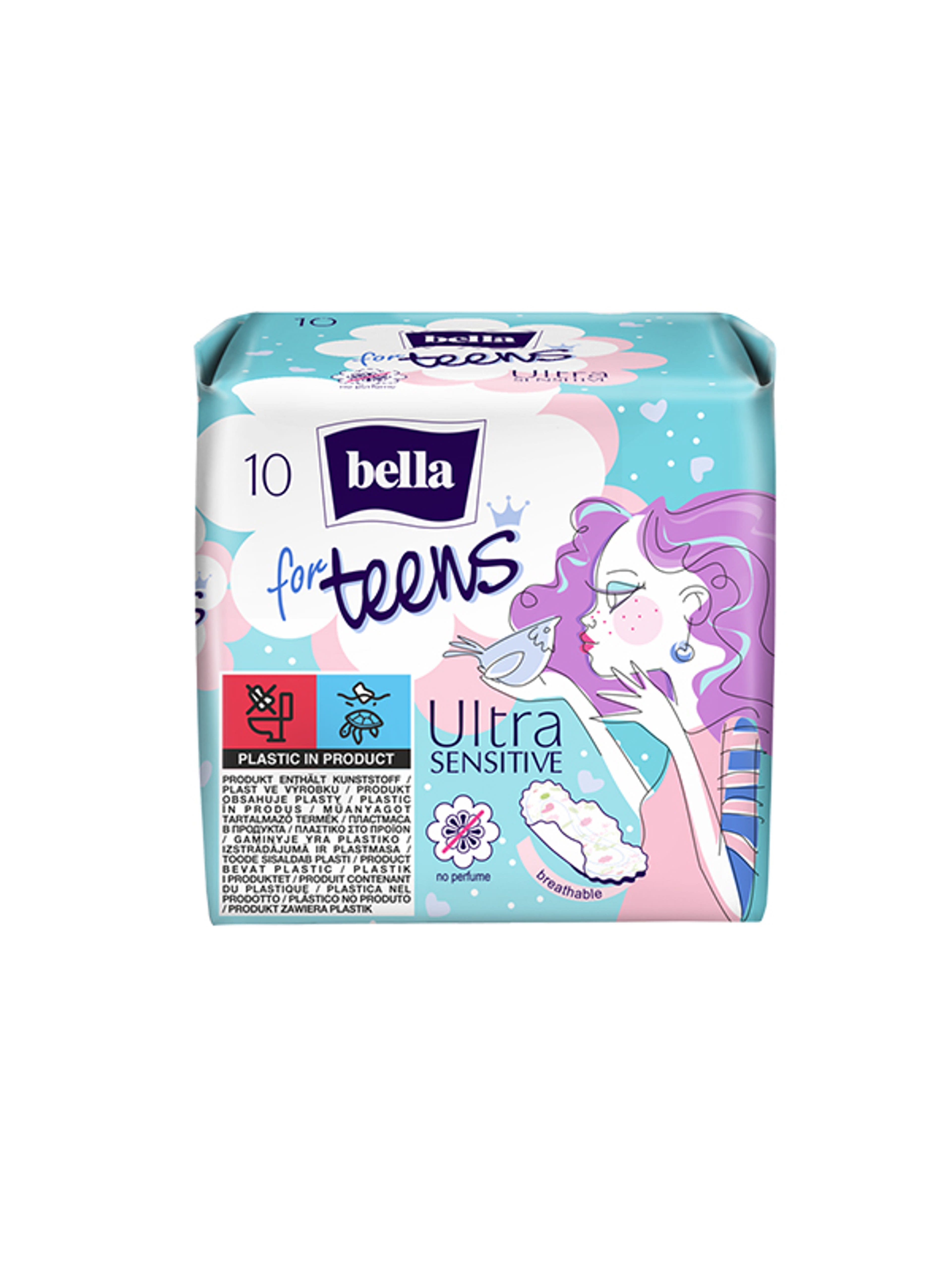 Bella For Teens Ultra Sensitive ultravékony légátereszto szárnyas egészségügyi betét - 10 db-1