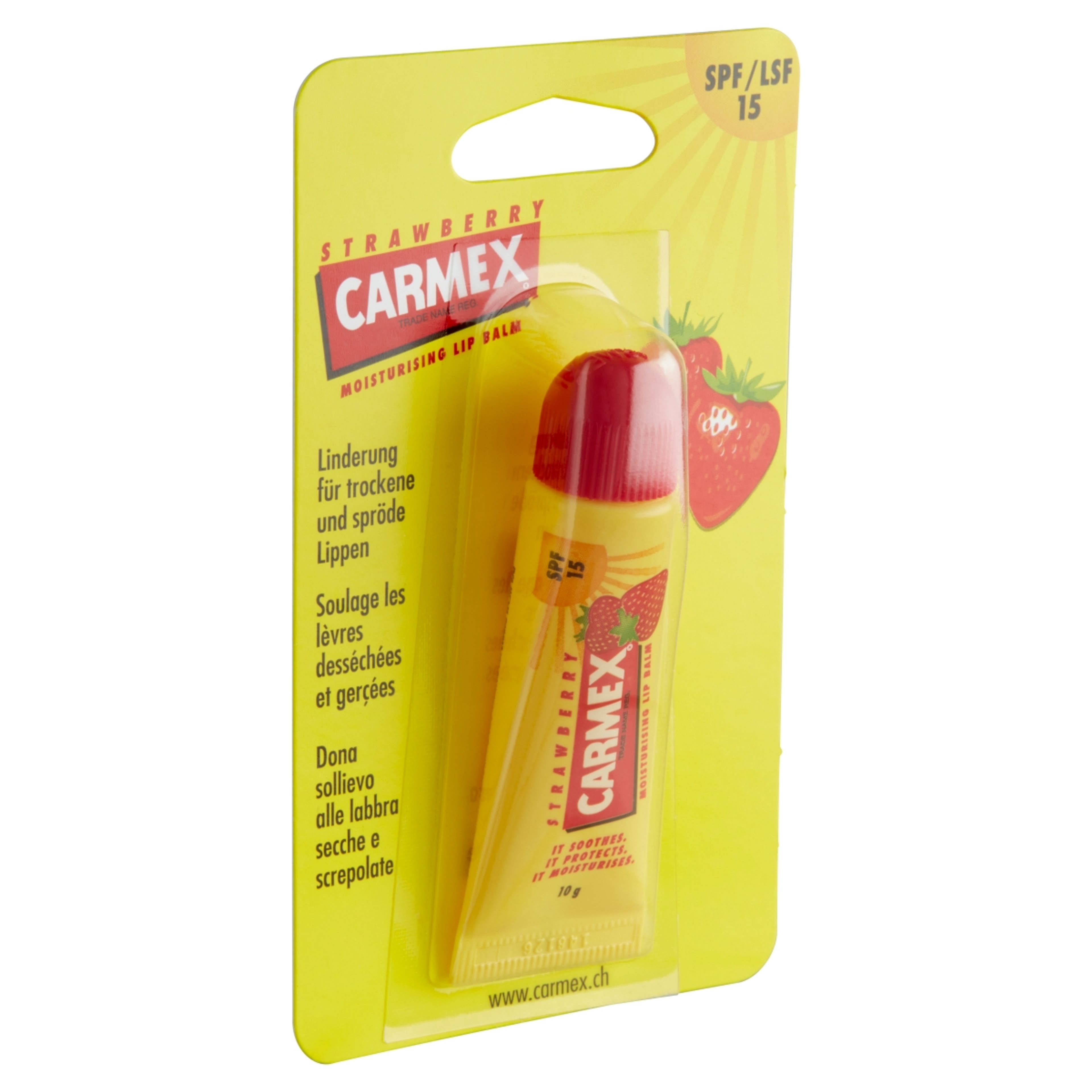 Carmex ajalápoló, tubusos, eper ízzel és illattal - 10 g-2